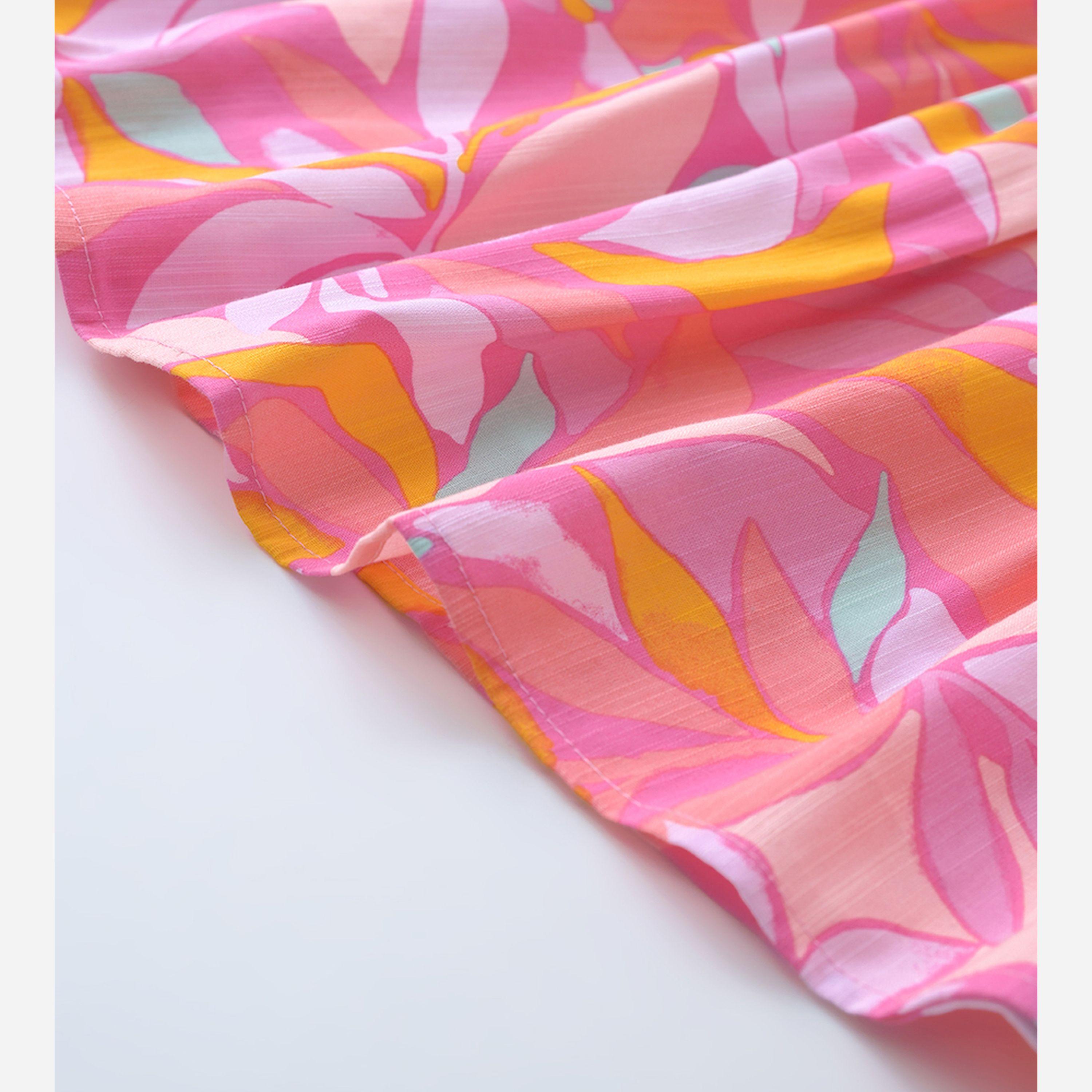 Bella Moda X Styli All-Over Print Button Detail Knee Length Dress-girls-clothing-dressesandjumpsuits-image-5