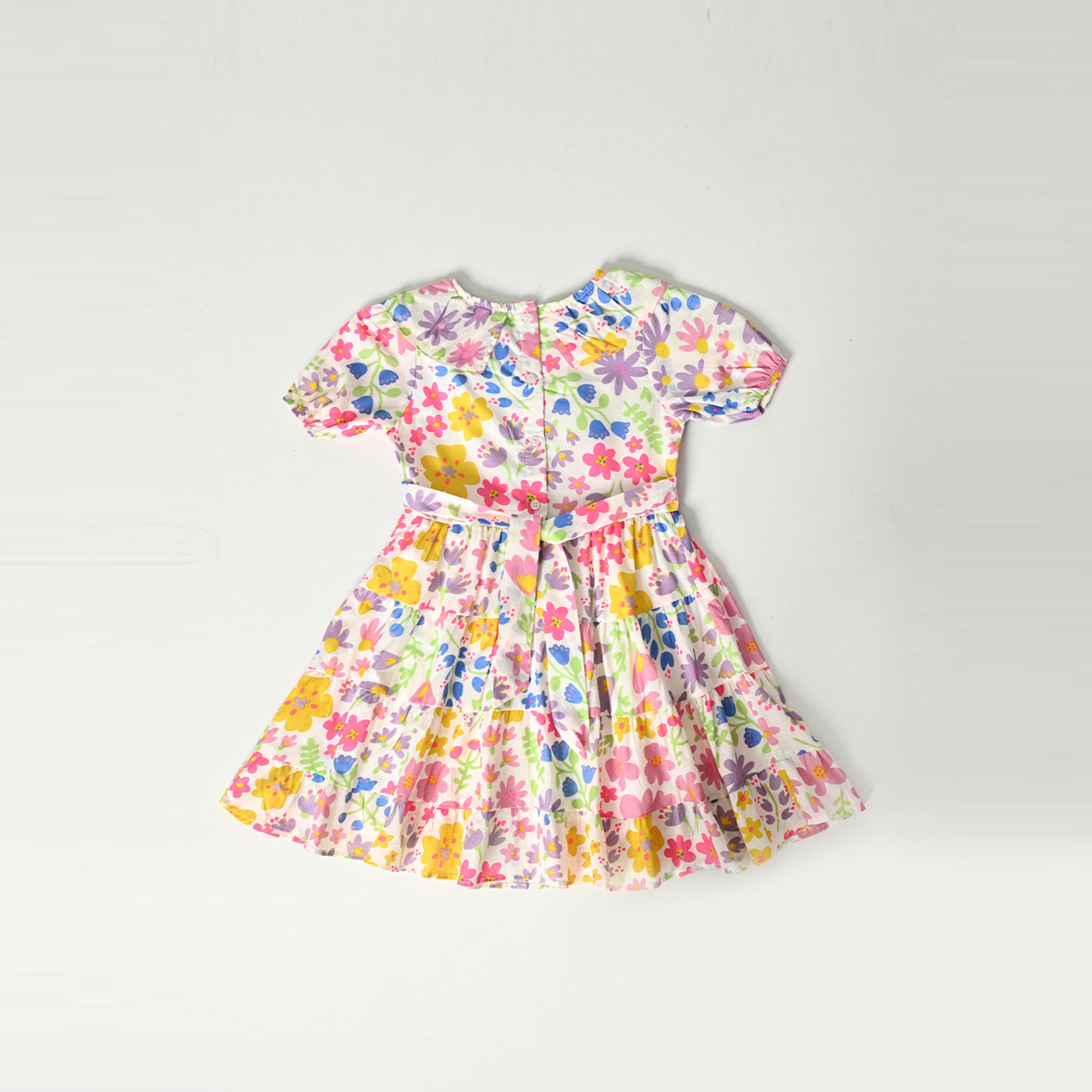 Bella Moda X Styli All-Over Floral Print V Neck Tiered Dress-girls-clothing-dressesandjumpsuits-image-3