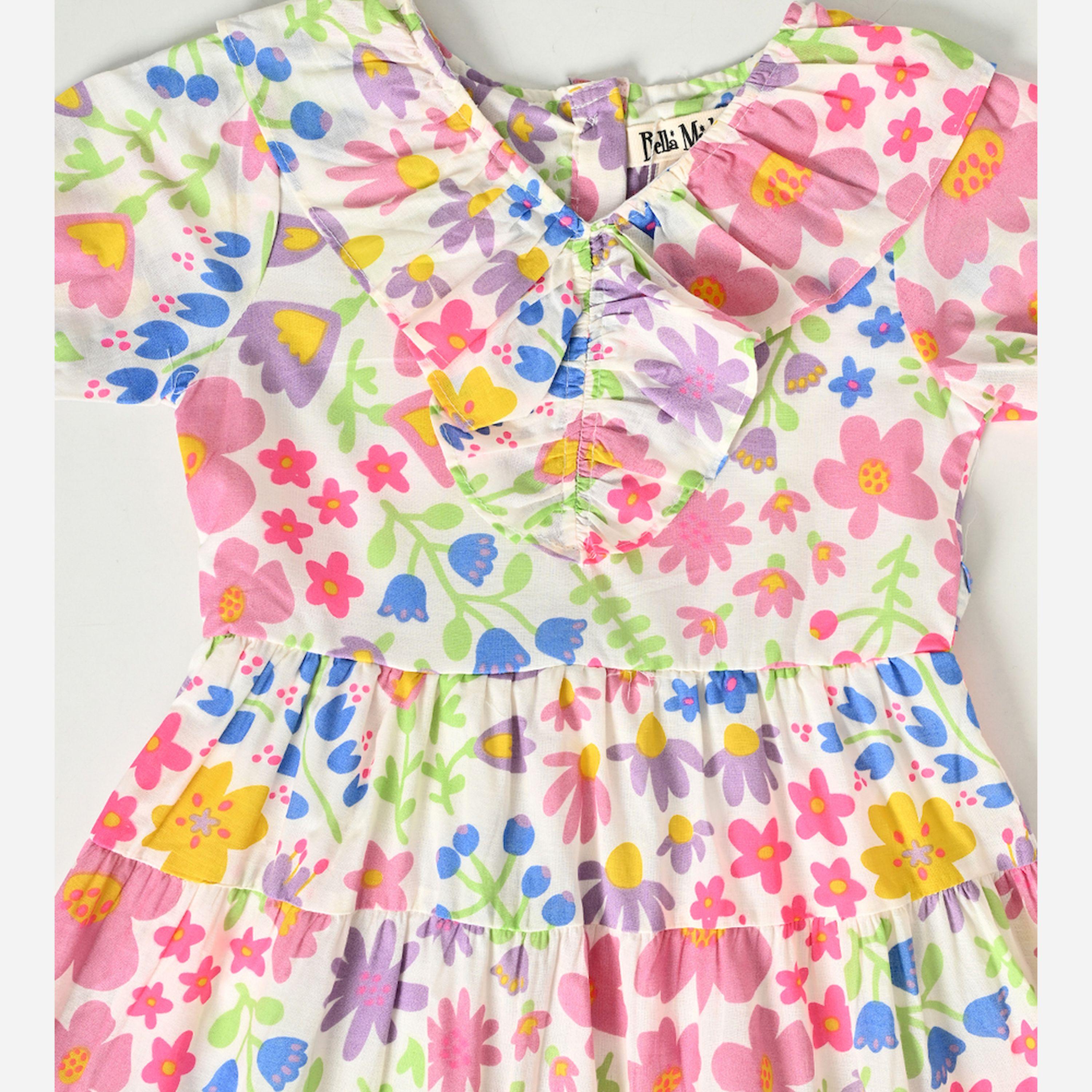 Bella Moda X Styli All-Over Floral Print V Neck Tiered Dress-girls-clothing-dressesandjumpsuits-image-4