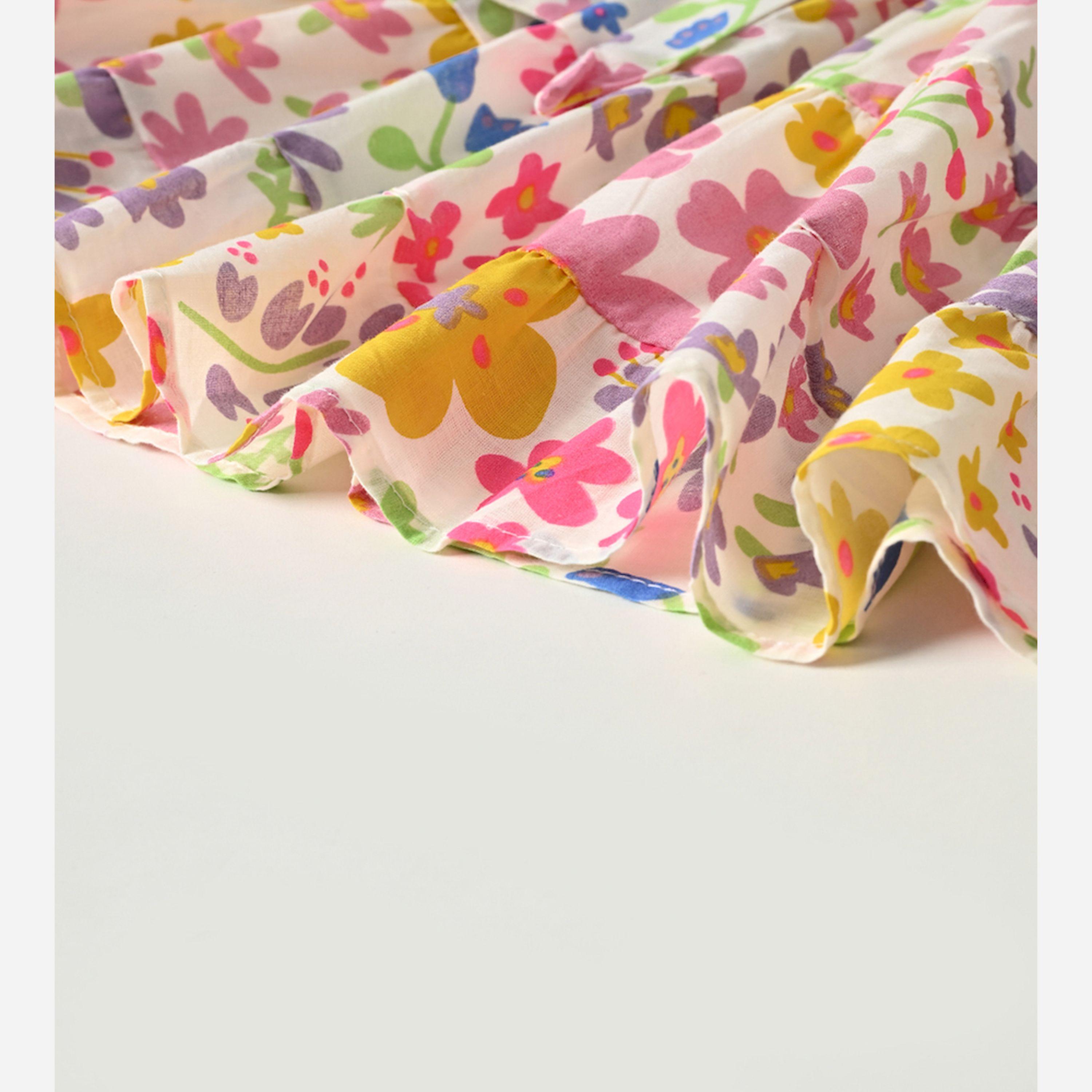 Bella Moda X Styli All-Over Floral Print V Neck Tiered Dress-girls-clothing-dressesandjumpsuits-image-6
