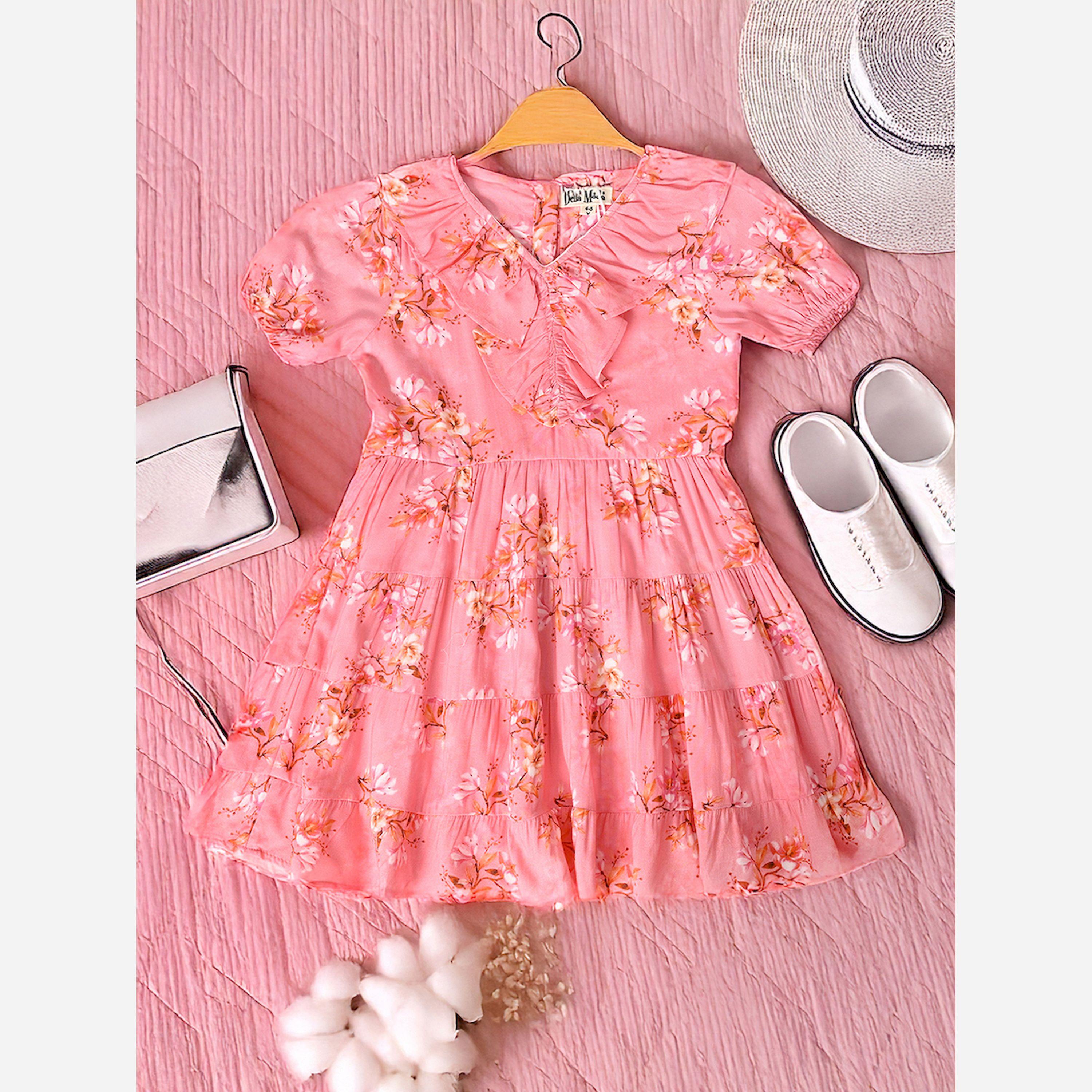Bella Moda X Styli All-Over Floral Print V Neck Tiered Dress-girls-clothing-dressesandjumpsuits-image-2