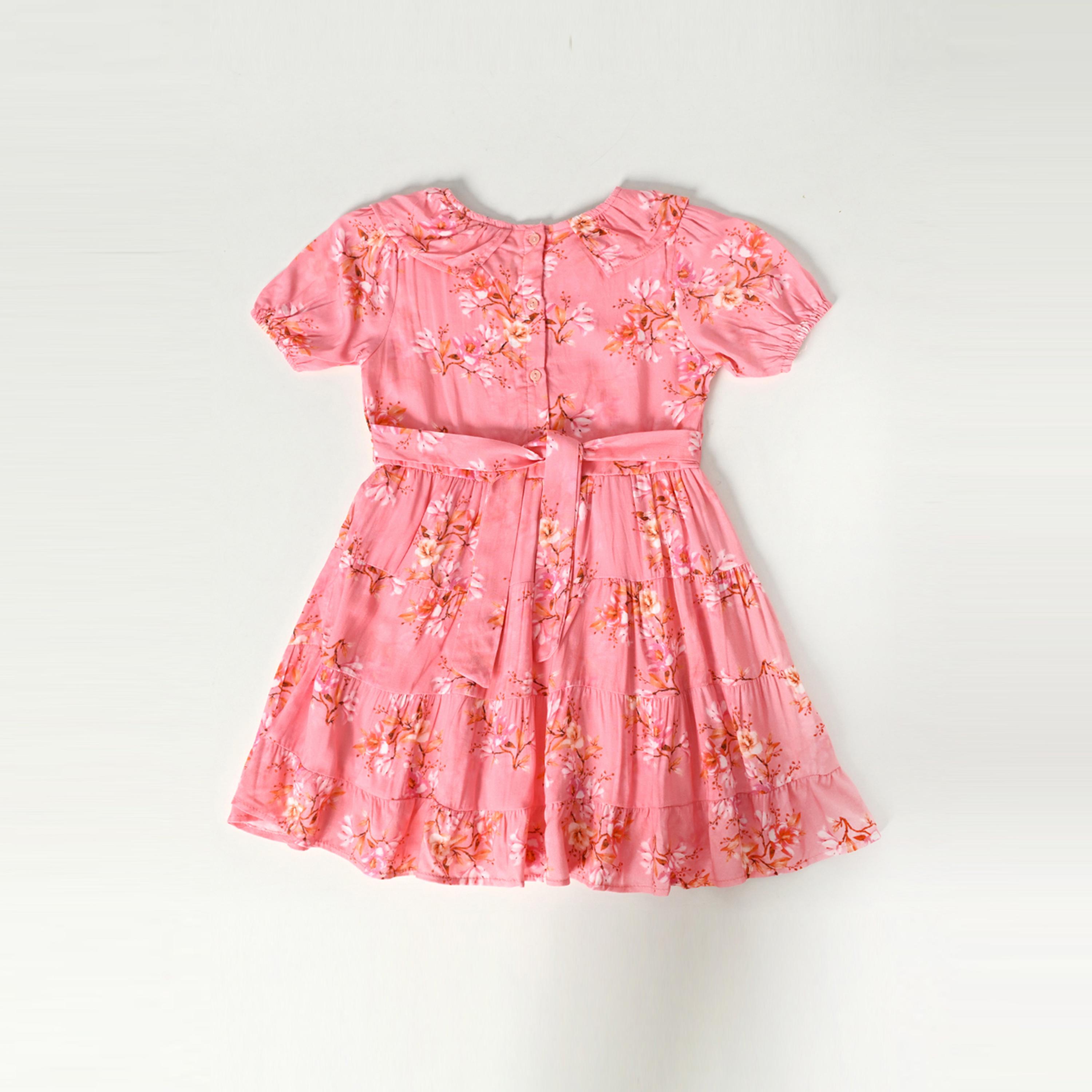 Bella Moda X Styli All-Over Floral Print V Neck Tiered Dress-girls-clothing-dressesandjumpsuits-image-3