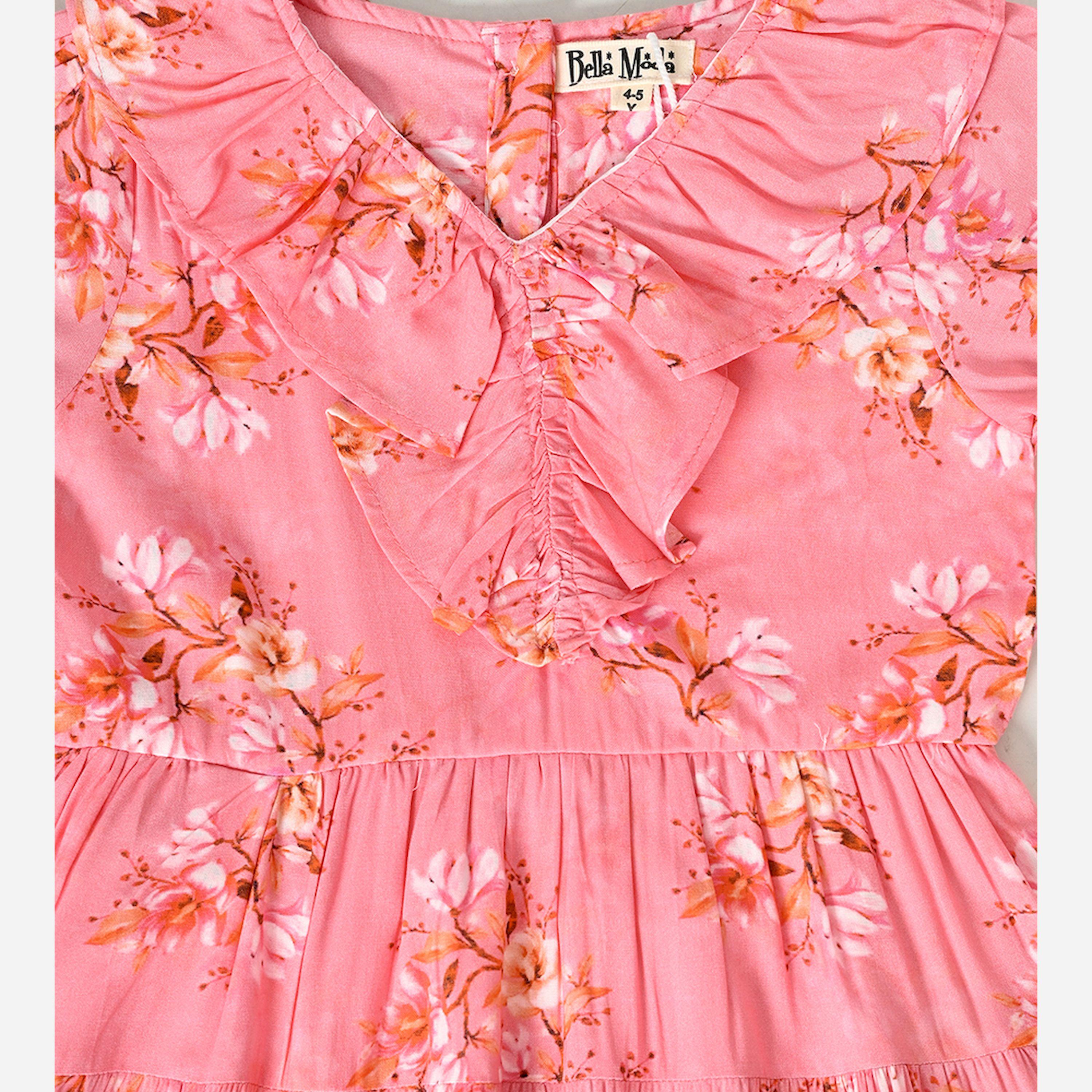 Bella Moda X Styli All-Over Floral Print V Neck Tiered Dress-girls-clothing-dressesandjumpsuits-image-4