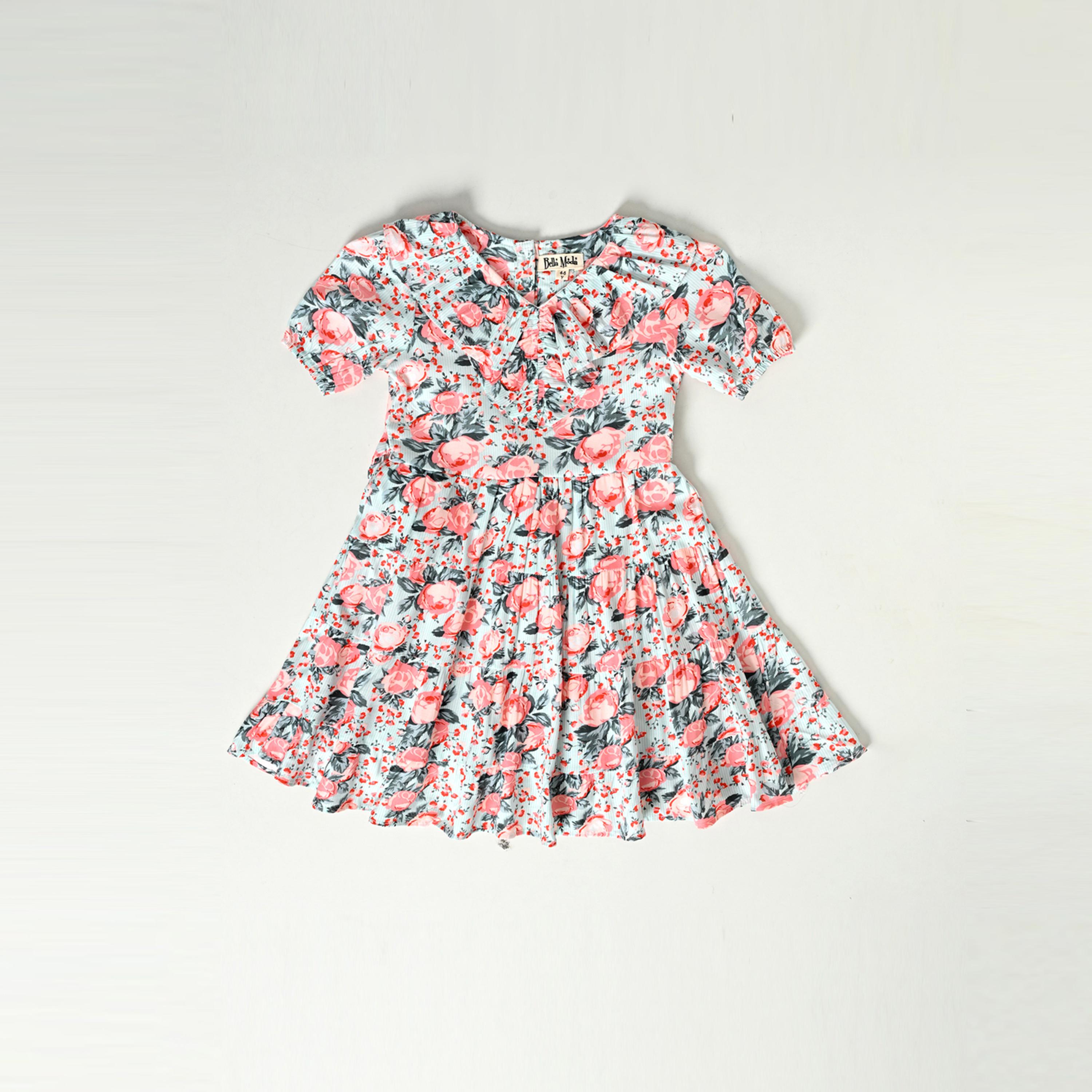 Bella Moda X Styli All-Over Print V Neck Tiered Dress-girls-clothing-dressesandjumpsuits-image-1