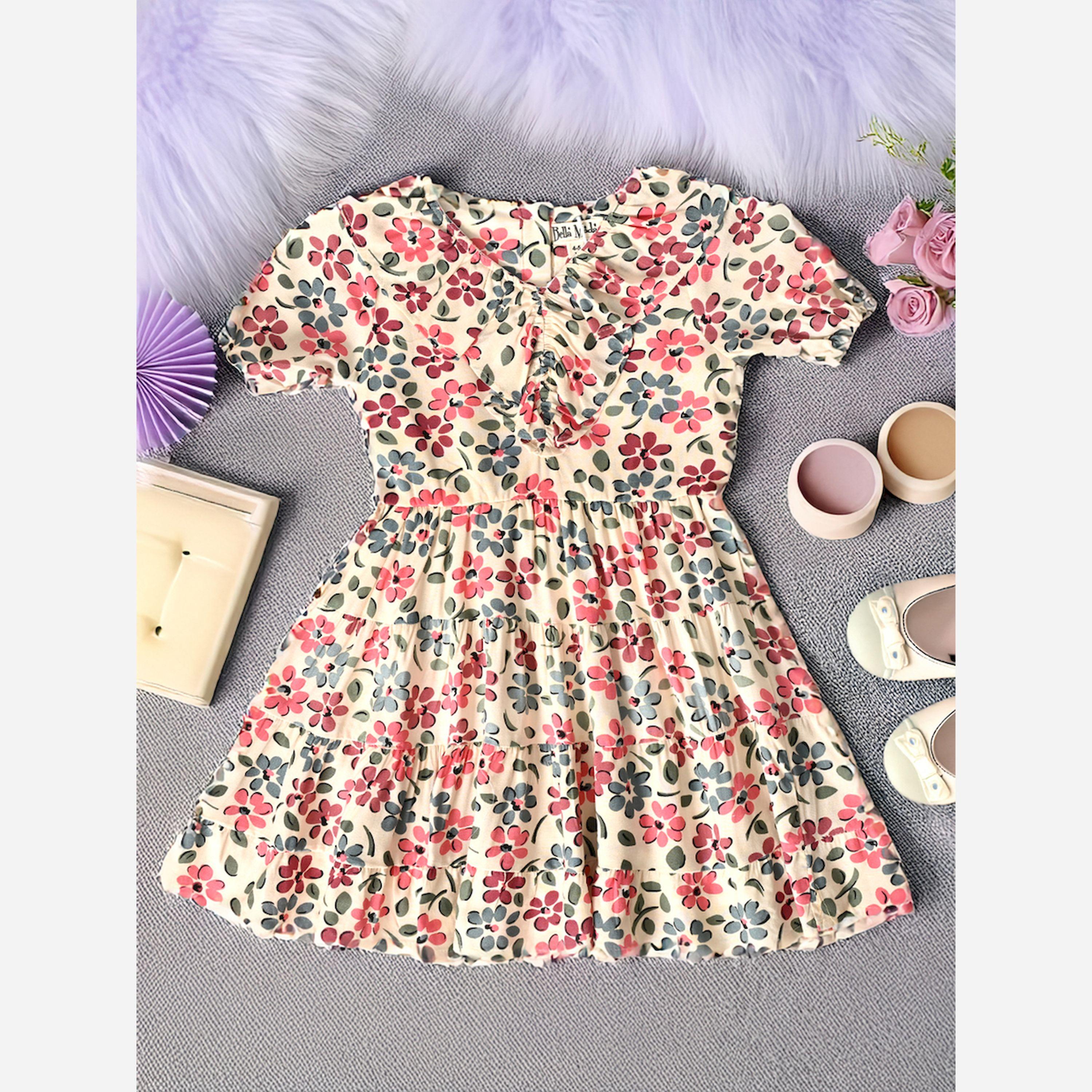 بيلا مودا × ستايلي - فستان بطبعة زهور كاملة وفتحة رقبة على شكل حرف V-girls-clothing-dressesandjumpsuits-image-2