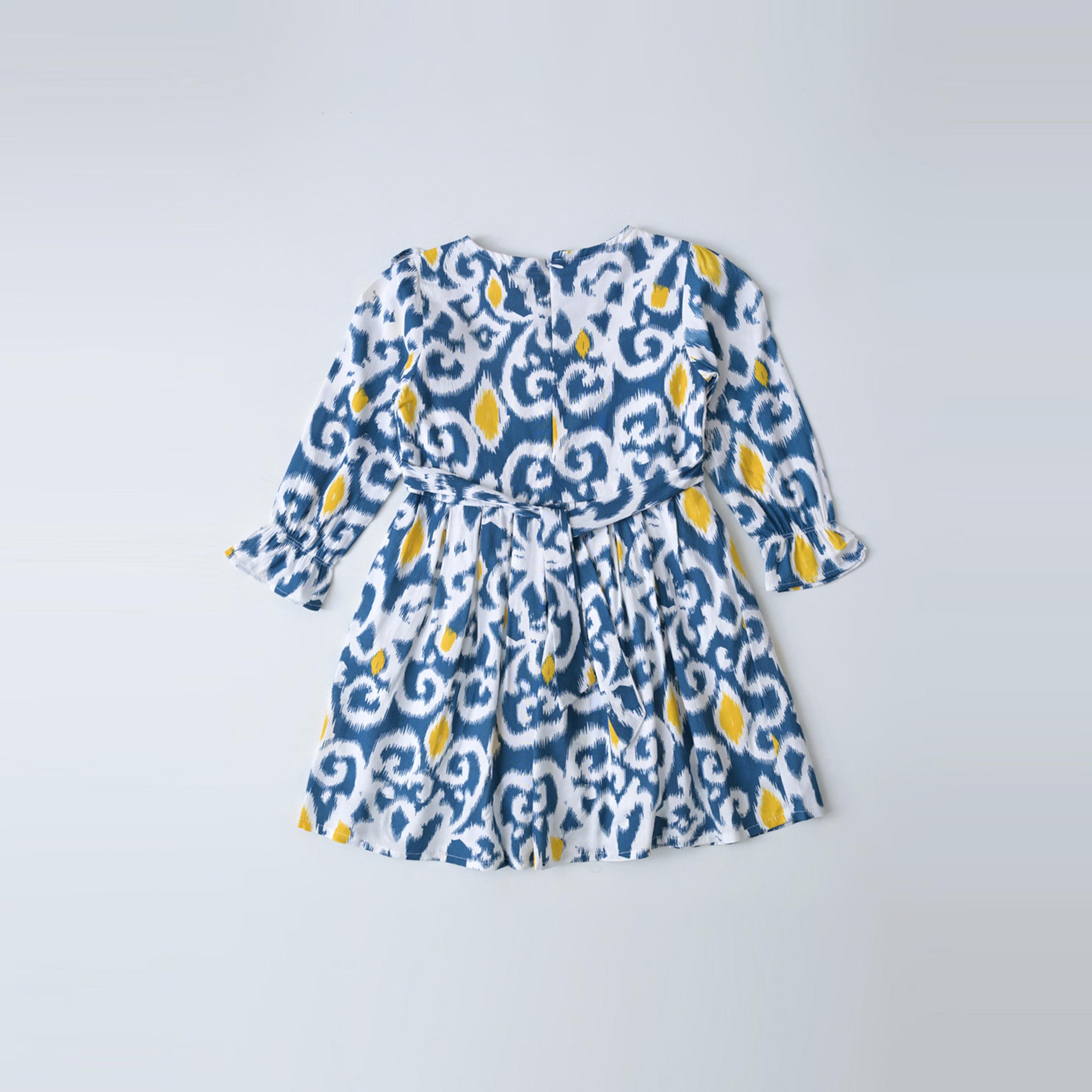Bella Moda X Styli All-Over Print Bow Detail Dress With Long Sleeves-girls-clothing-dressesandjumpsuits-image-1