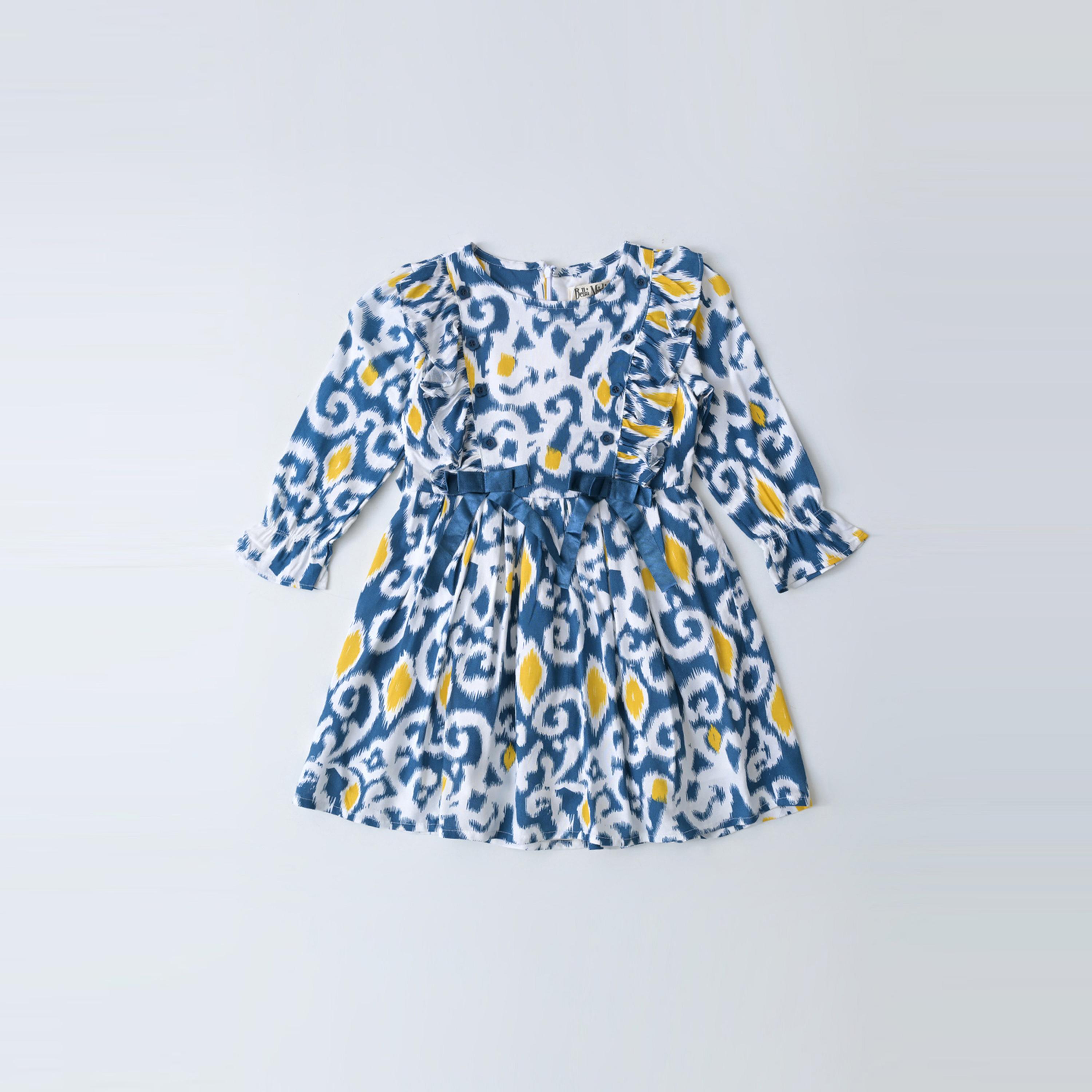 Bella Moda X Styli All-Over Print Bow Detail Dress With Long Sleeves-girls-clothing-dressesandjumpsuits-image-3