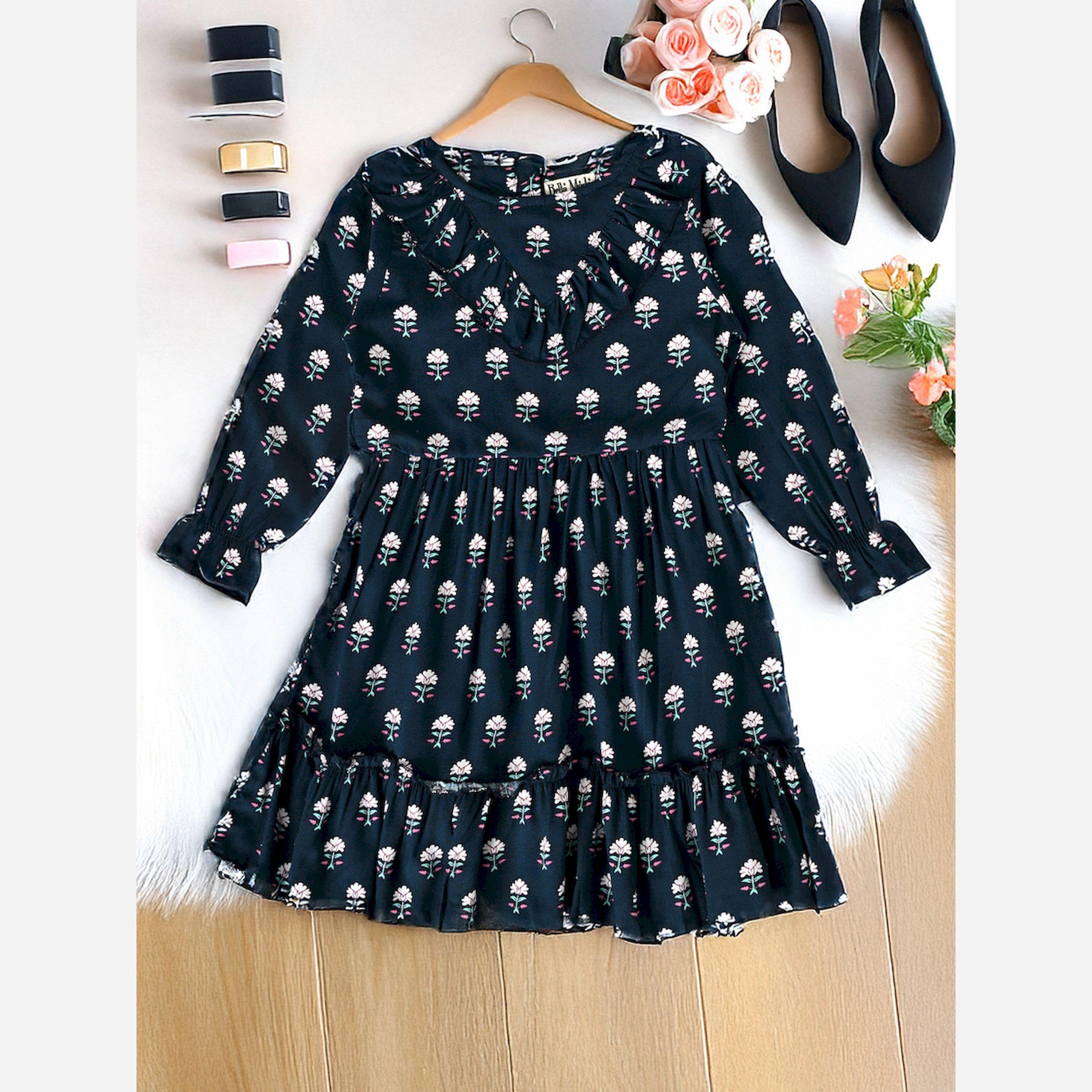 بيلا مودا × ستايلي - فستان بطبعة زهور ورقبة دائرية وطبقات-girls-clothing-dressesandjumpsuits-image-2