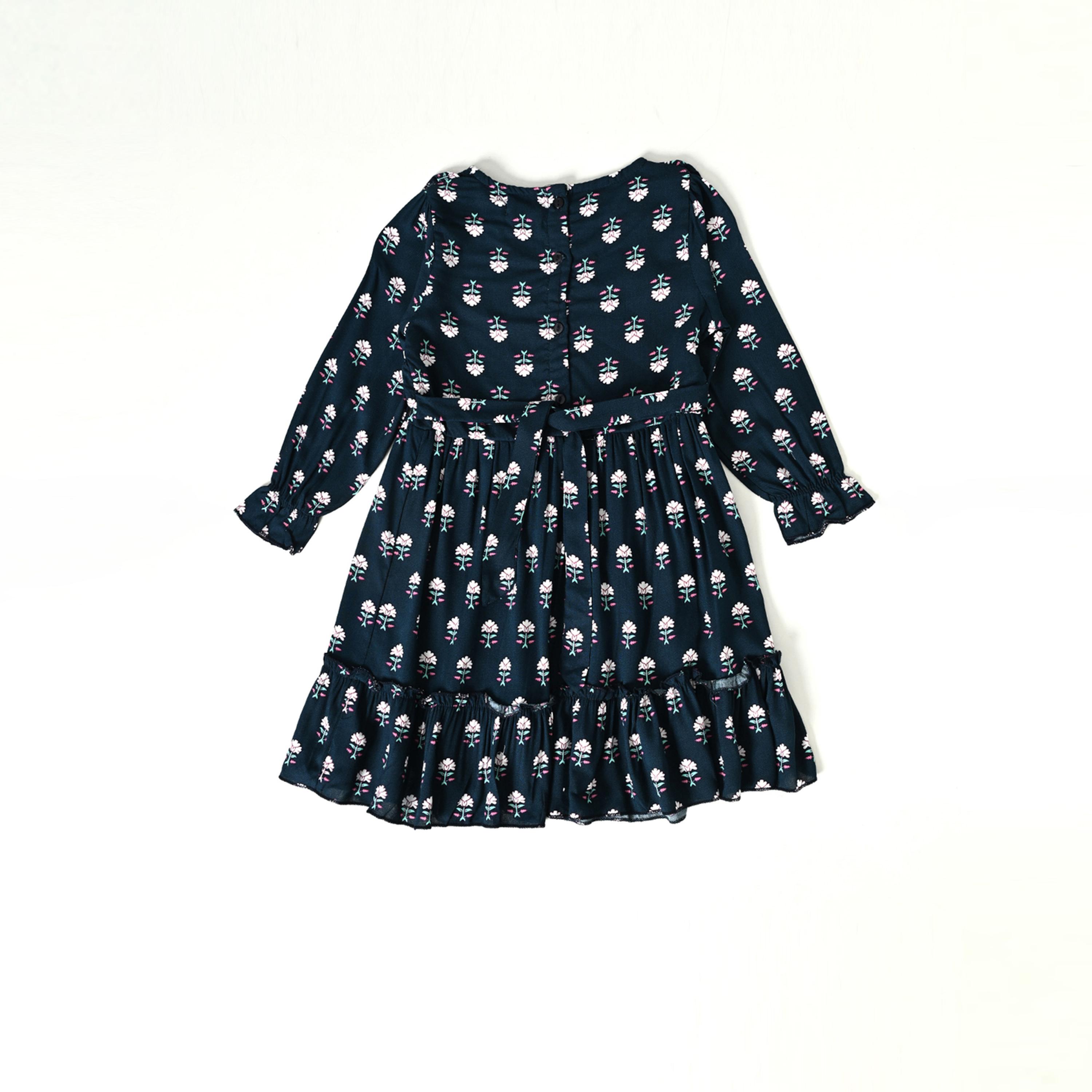 Bella Moda X Styli Floral Print Round Neck Tiered Dress-girls-clothing-dressesandjumpsuits-image-3