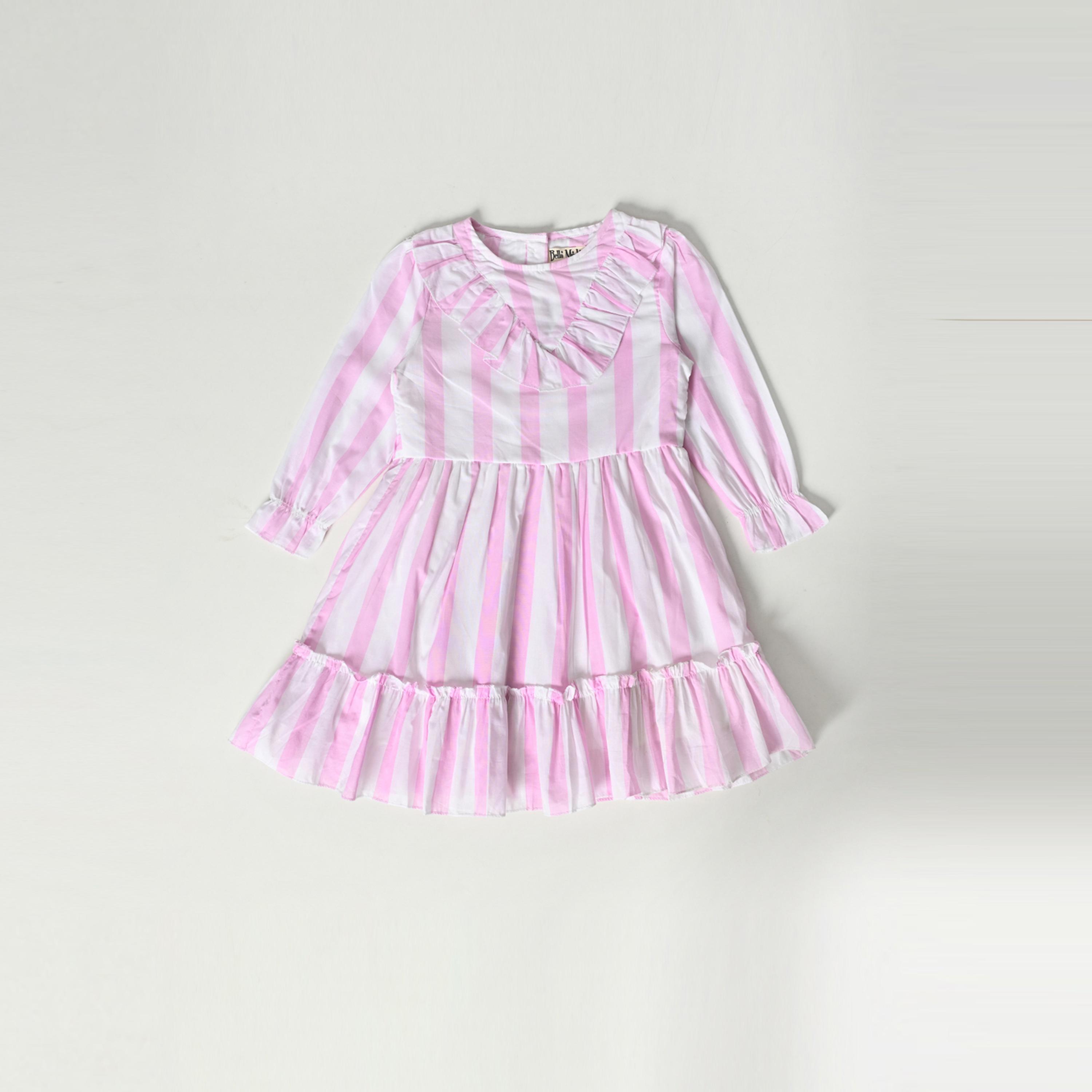 Bella Moda X Styli Striped Round Neck Tiered Dress-girls-clothing-dressesandjumpsuits-image-1