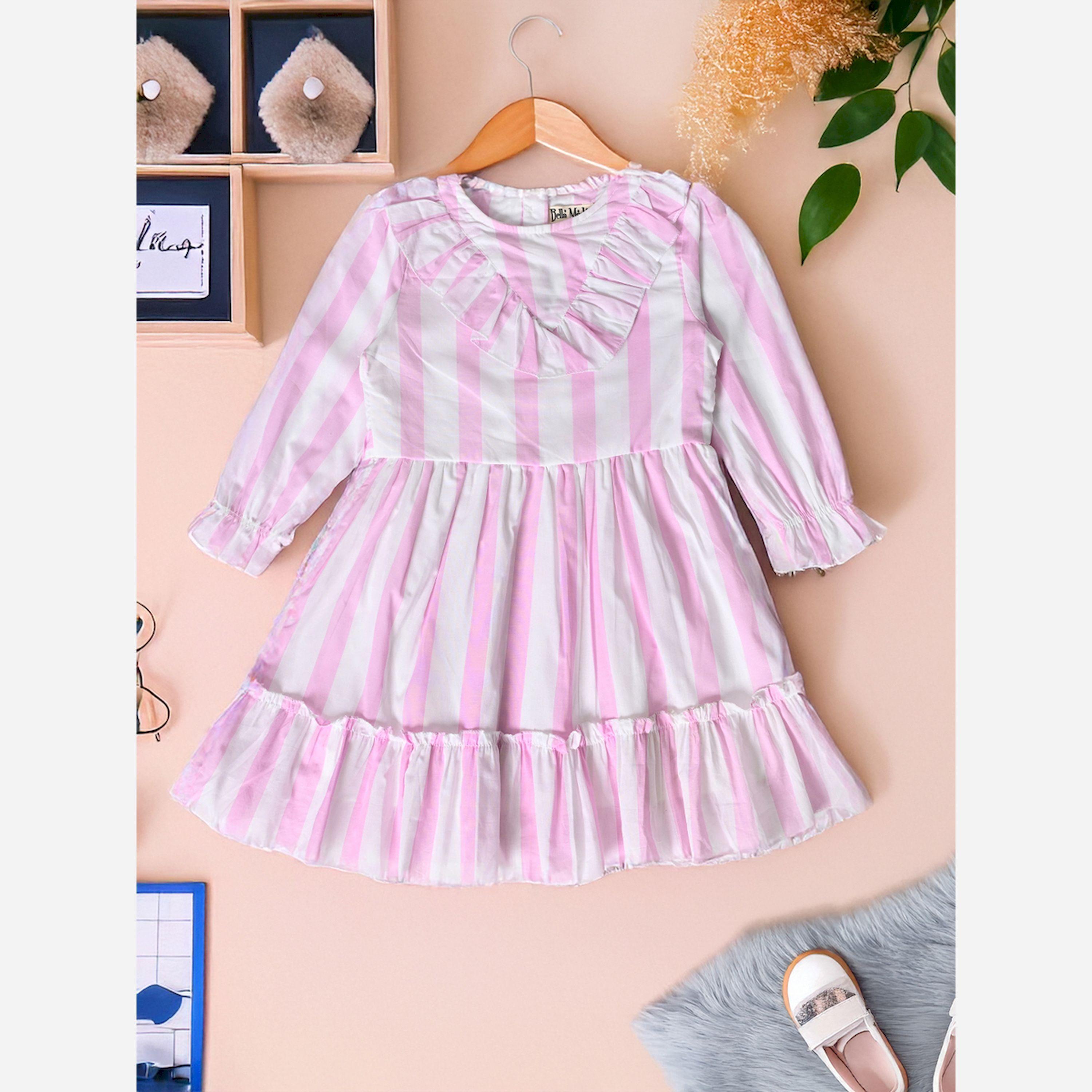 Bella Moda X Styli Striped Round Neck Tiered Dress-girls-clothing-dressesandjumpsuits-image-2