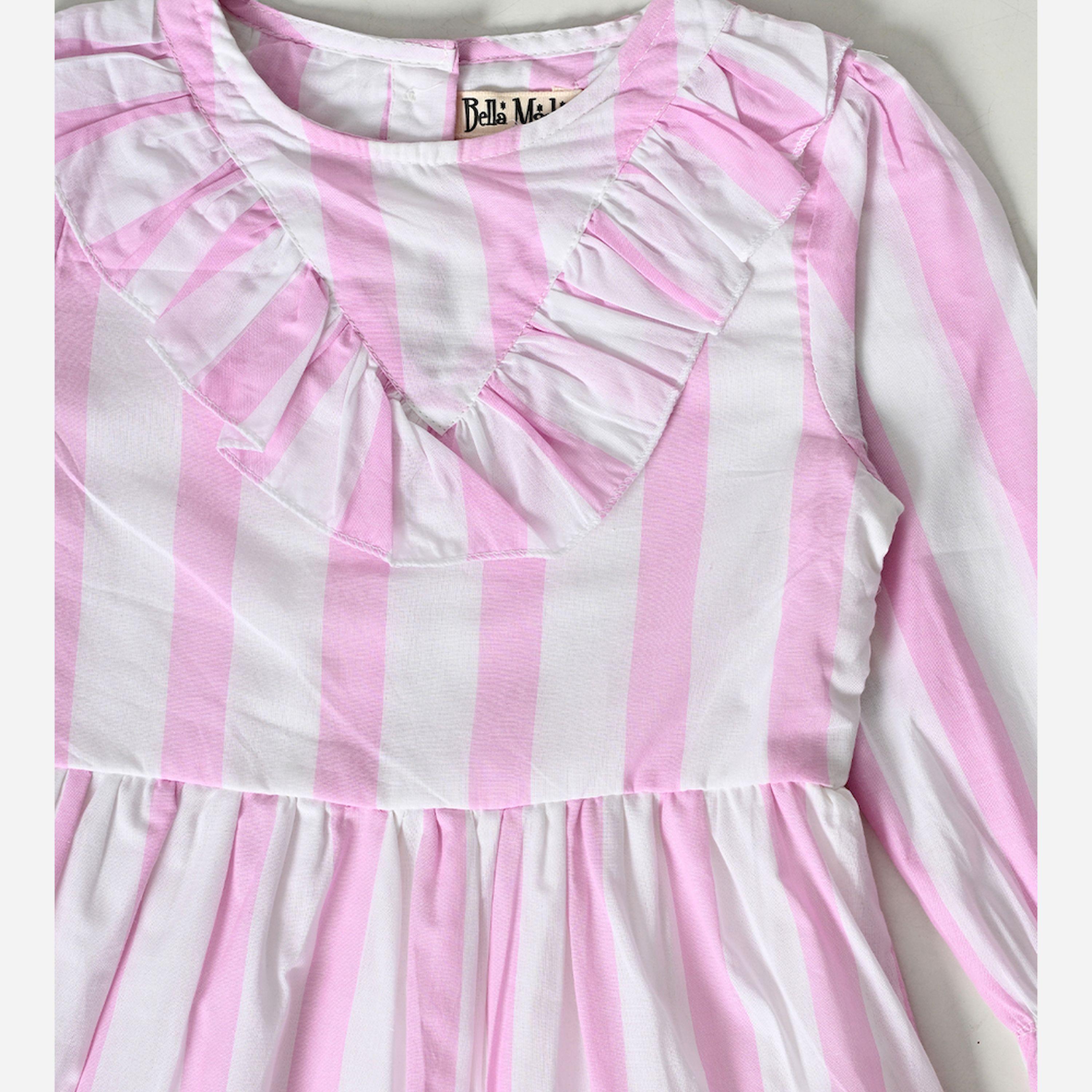 Bella Moda X Styli Striped Round Neck Tiered Dress-girls-clothing-dressesandjumpsuits-image-4