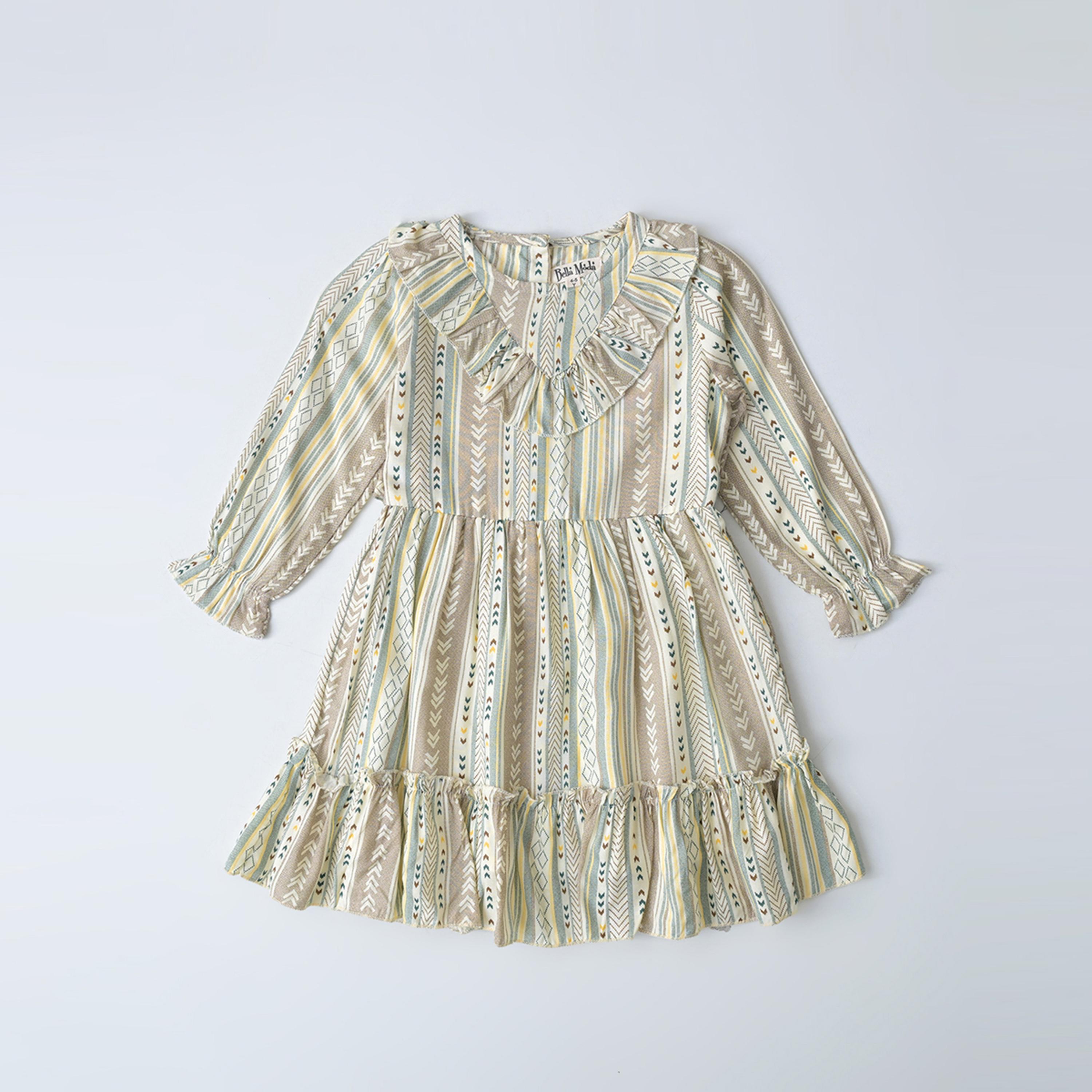 Bella Moda X Styli Printed Fit & Flare Knee Length Tiered Dress-girls-clothing-dressesandjumpsuits-image-1