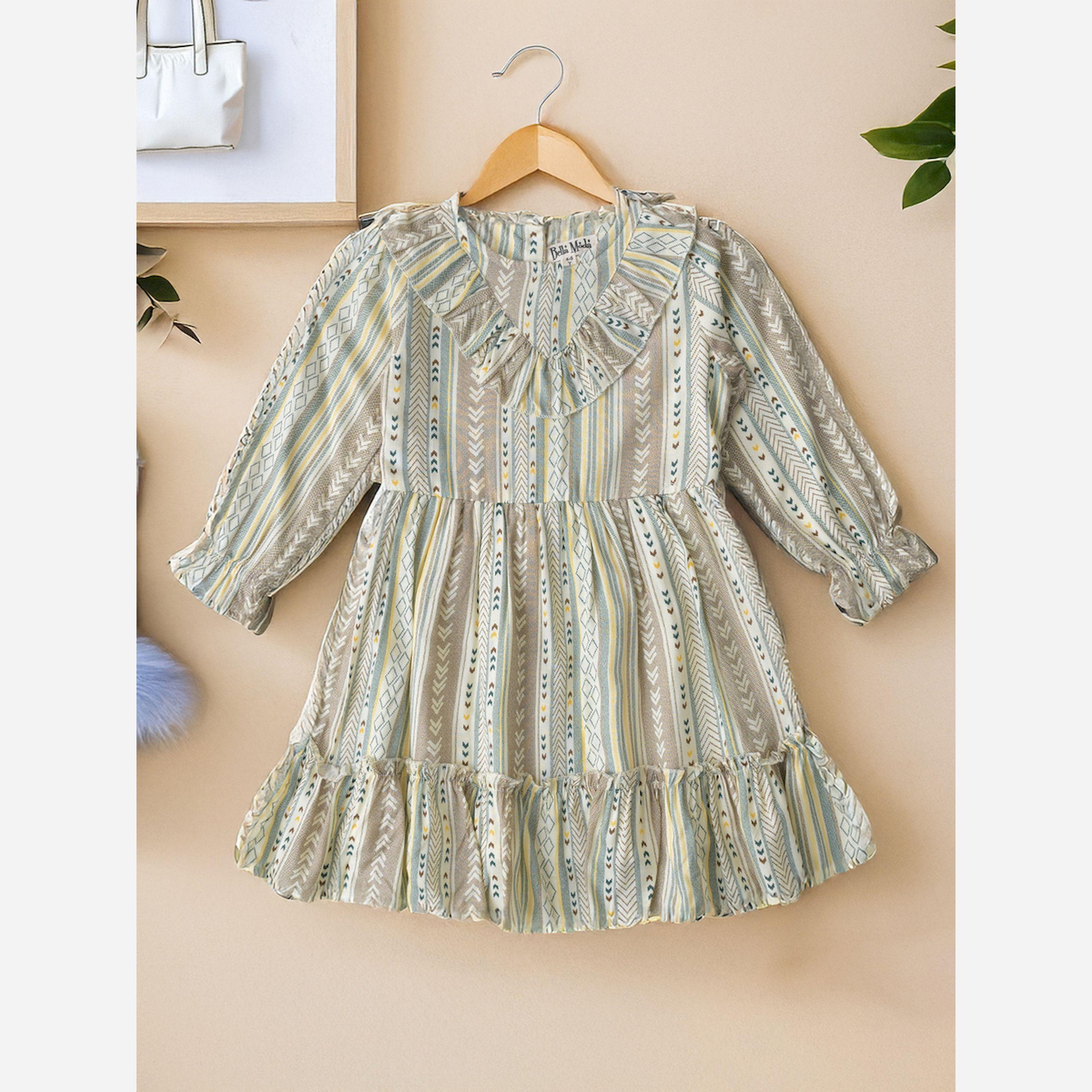 Bella Moda X Styli Printed Fit & Flare Knee Length Tiered Dress-girls-clothing-dressesandjumpsuits-image-2