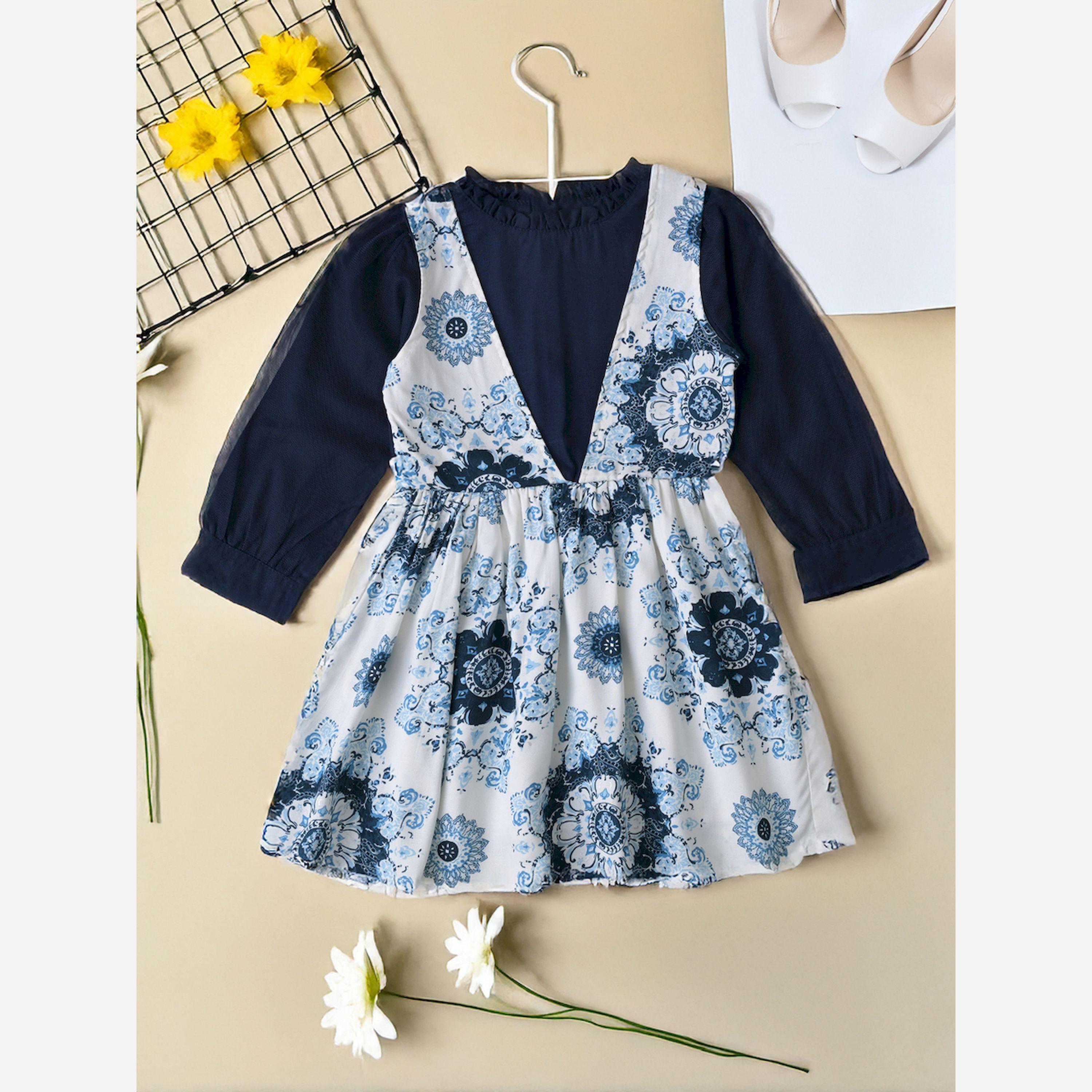 Bella Moda X Styli Printed Fit & Flare Knee Length Dress-girls-clothing-dressesandjumpsuits-image-2