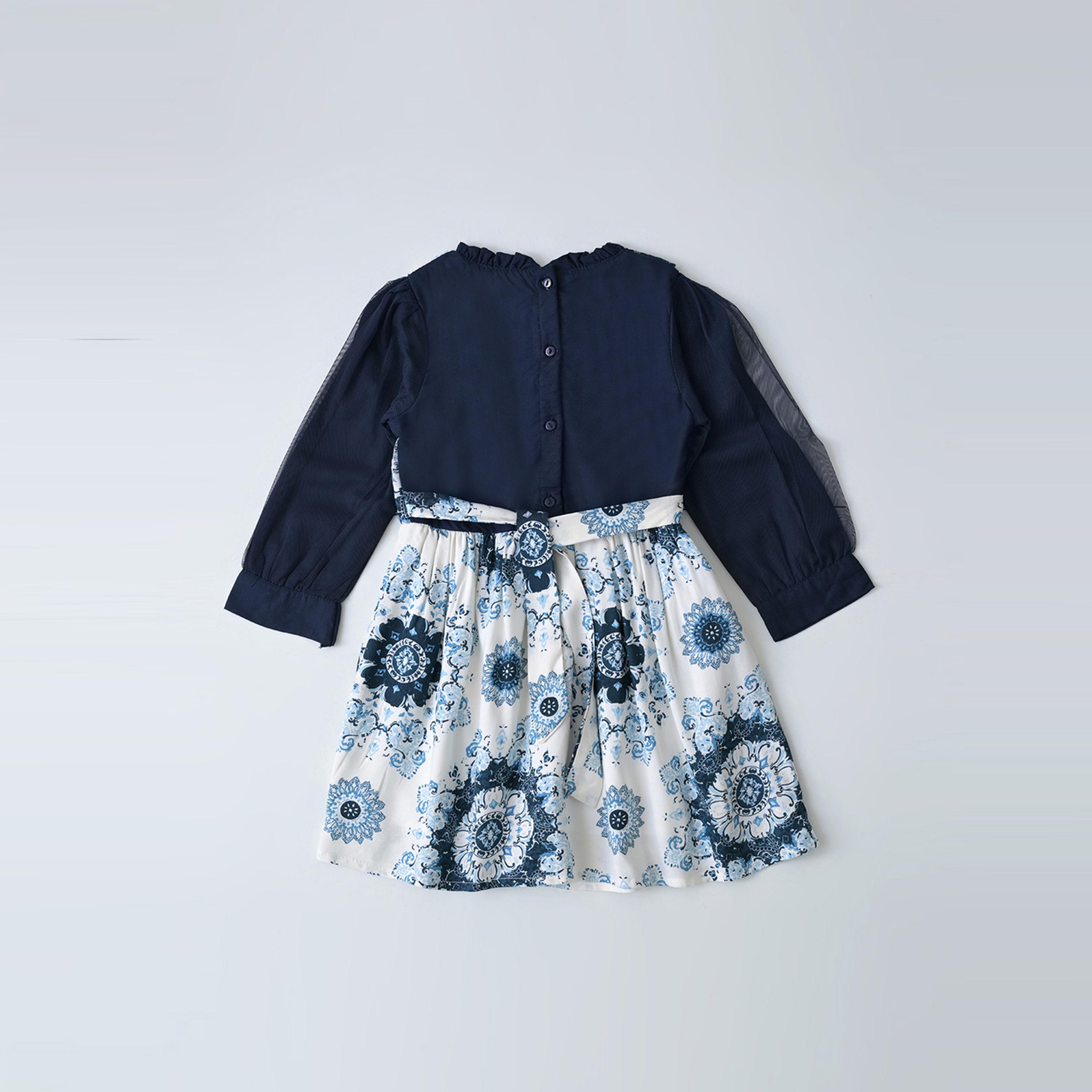 Bella Moda X Styli Printed Fit & Flare Knee Length Dress-girls-clothing-dressesandjumpsuits-image-3