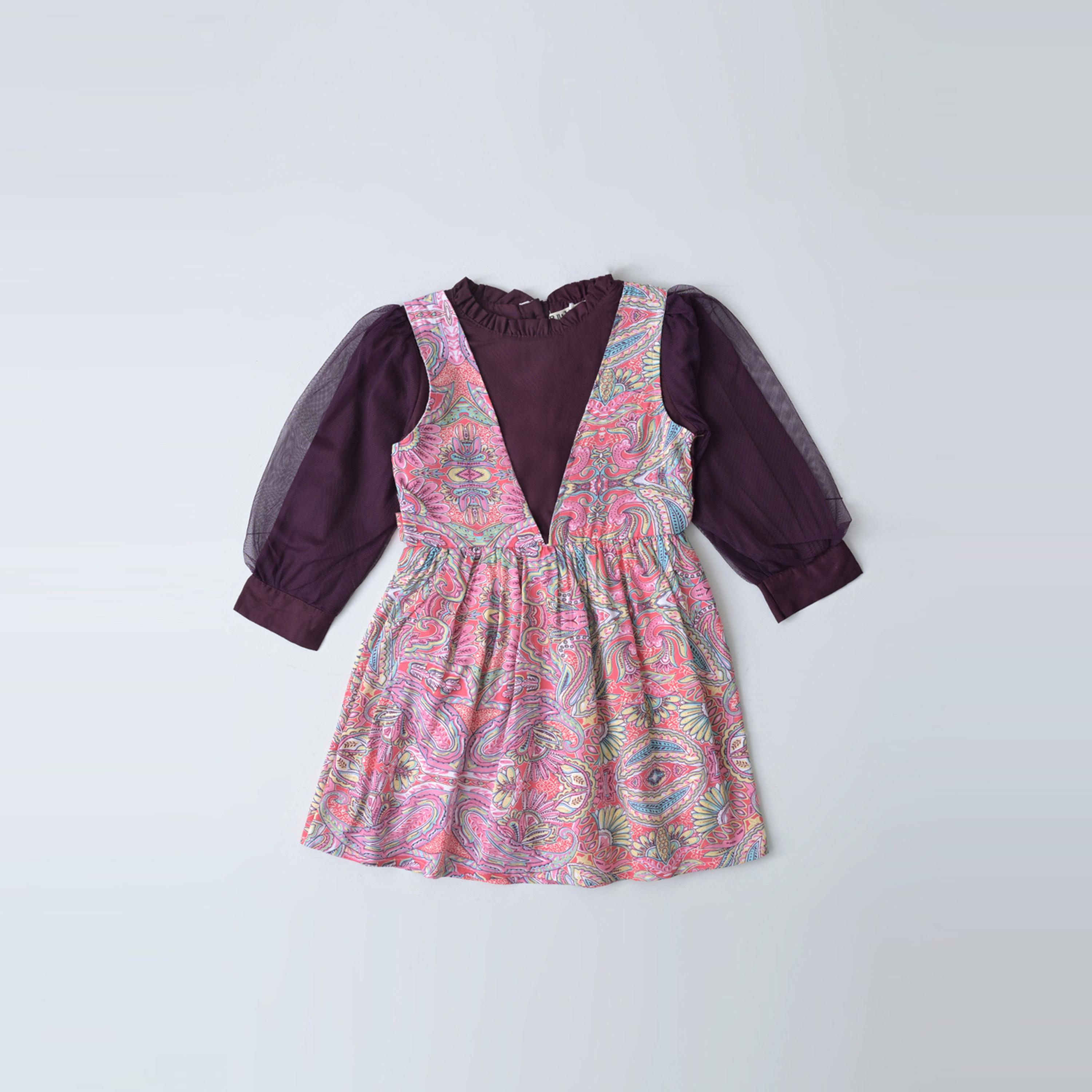 بيلا مودا × ستايلي - فستان للركبة مطبوع بقصّة واسعة من الأسفل-girls-clothing-dressesandjumpsuits-image-1