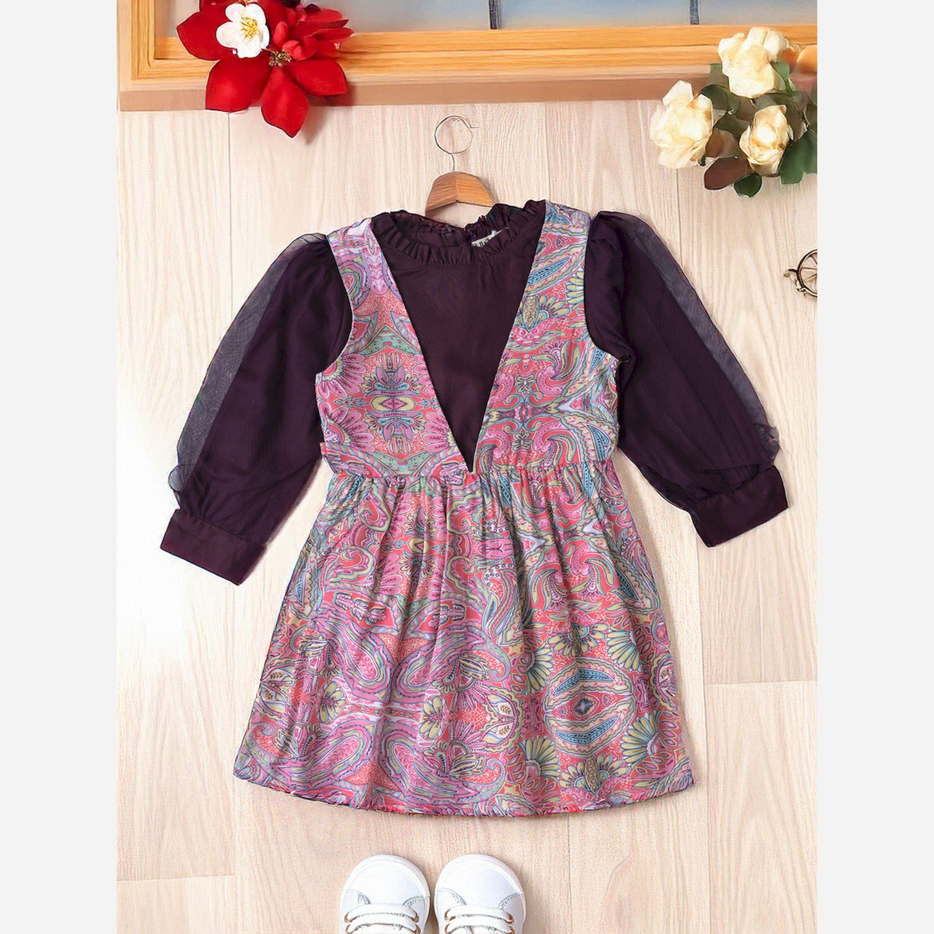 بيلا مودا × ستايلي - فستان للركبة مطبوع بقصّة واسعة من الأسفل-girls-clothing-dressesandjumpsuits-image-2