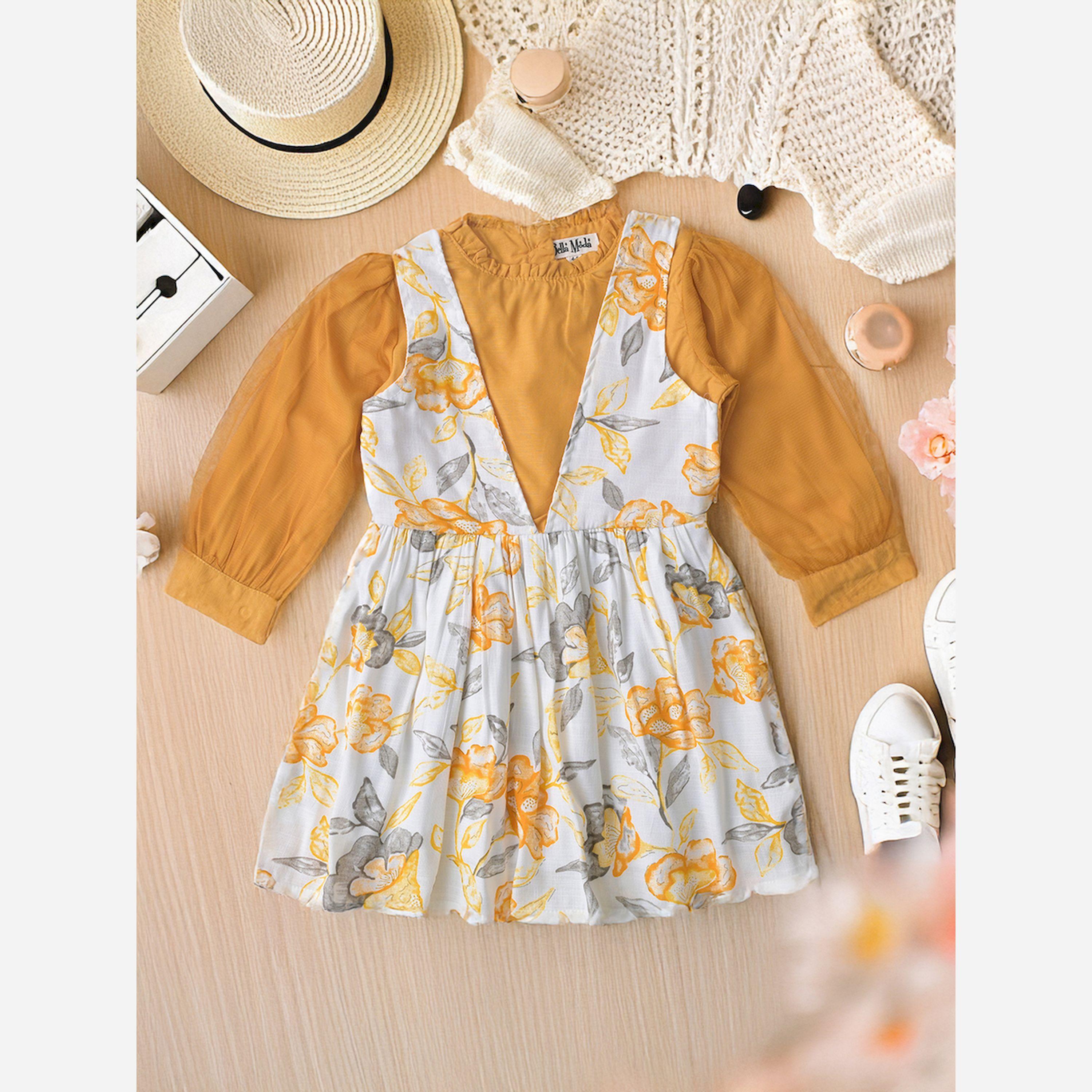 بيلا مودا × ستايلي - فستان بطبعة زهور بأكمام منفوخة وقصّة واسعة من الأسفل-girls-clothing-dressesandjumpsuits-image-2