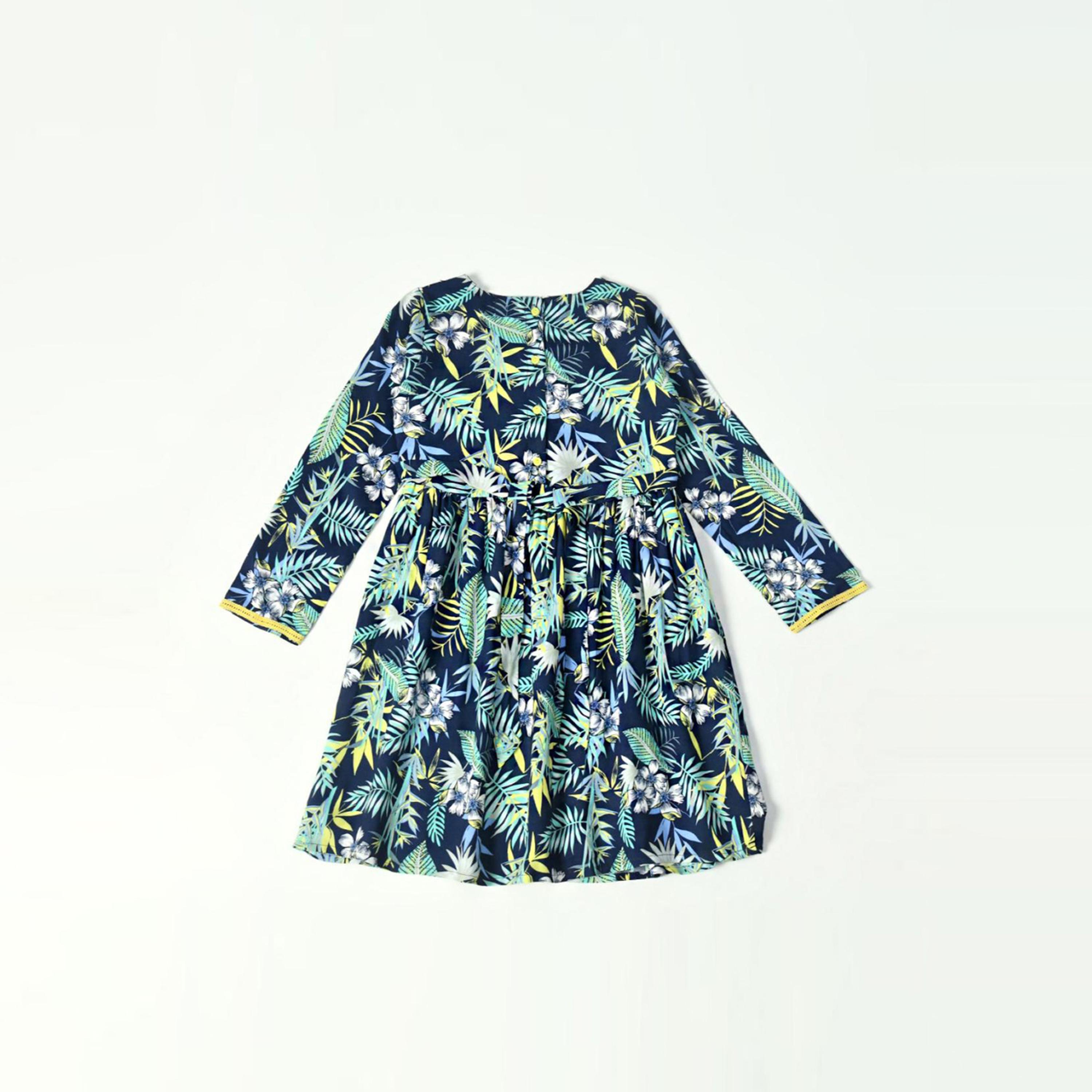 Bella Moda X Styli All-Over Print Button Detail Dress With Long Sleeves-girls-clothing-dressesandjumpsuits-image-1
