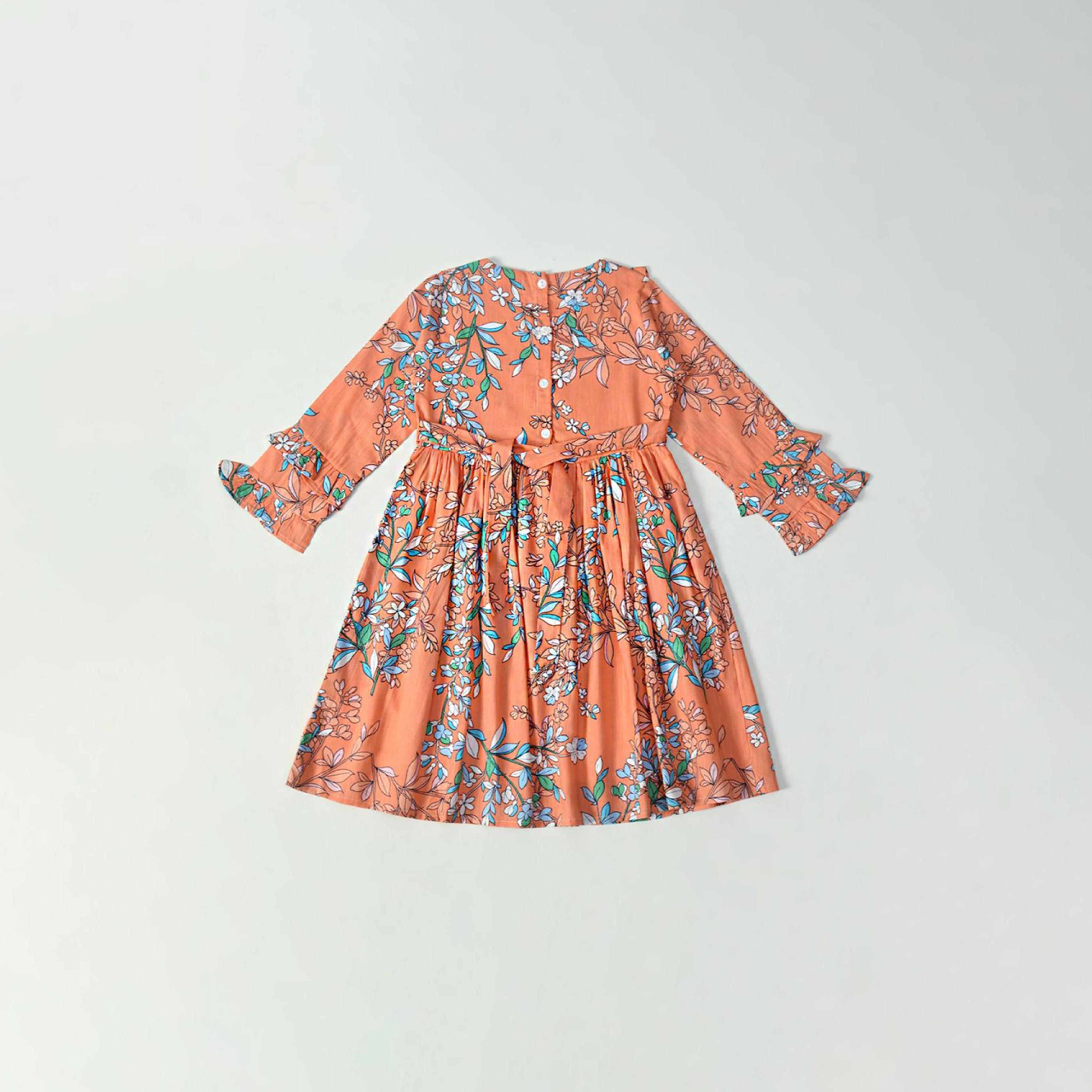 Bella Moda X Styli All-Over Print Button Detail Long Sleeves Dress-girls-clothing-dressesandjumpsuits-image-1