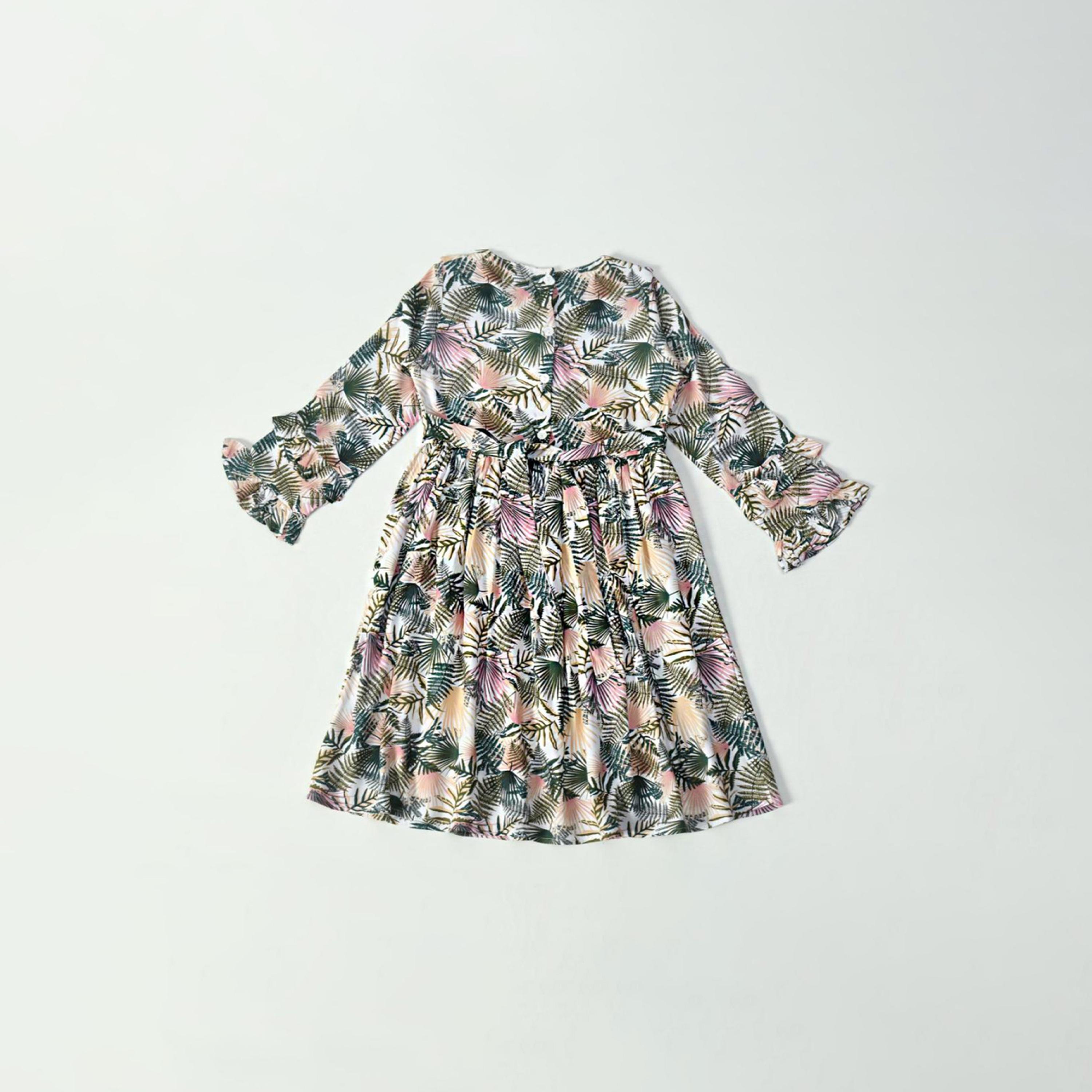 Bella Moda X Styli All-Over Print Button Detail Long Sleeves Dress-girls-clothing-dressesandjumpsuits-image-1