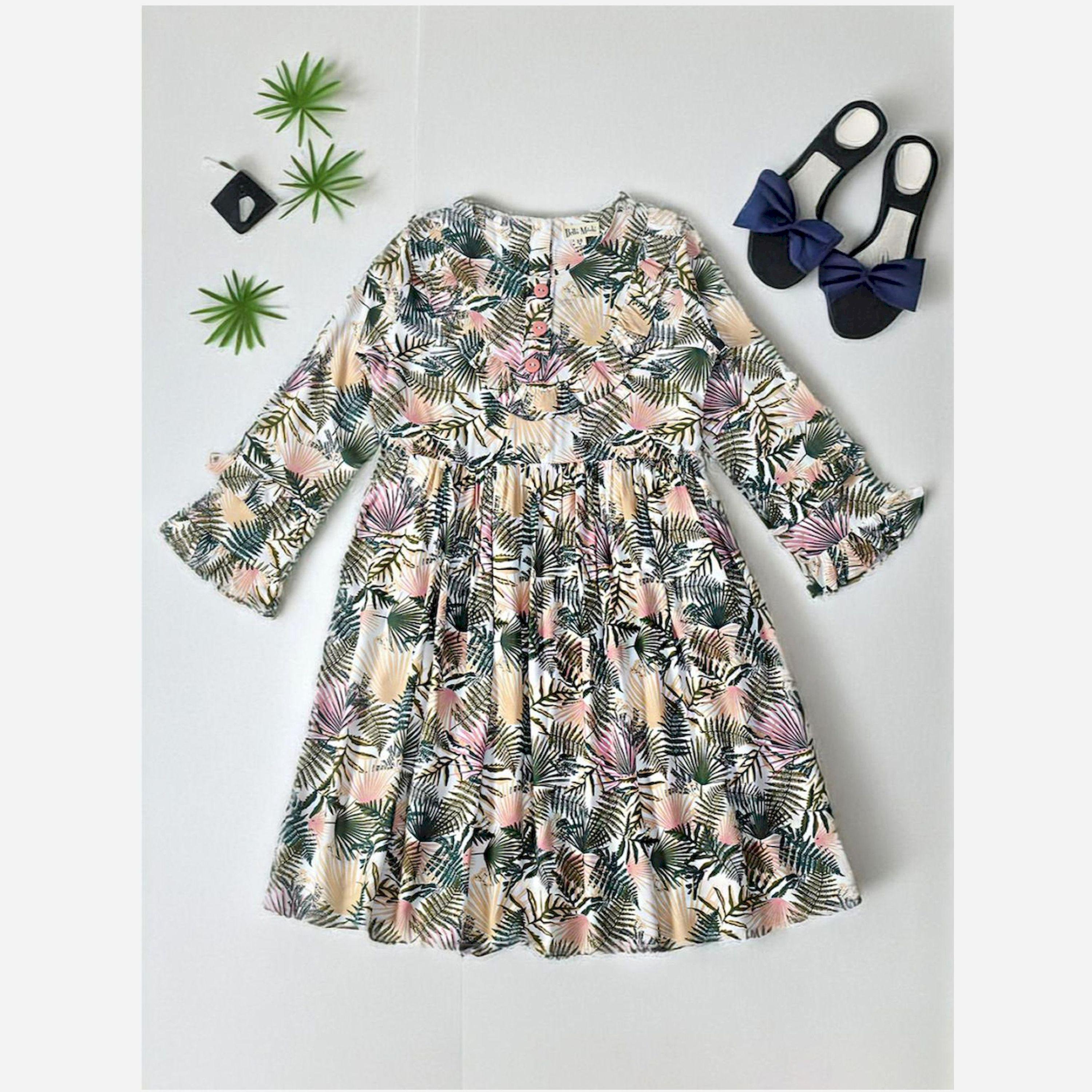بيلا مودا × ستايلي - فستان بطباعة كاملة وأزرار وأكمام طويلة-girls-clothing-dressesandjumpsuits-image-2