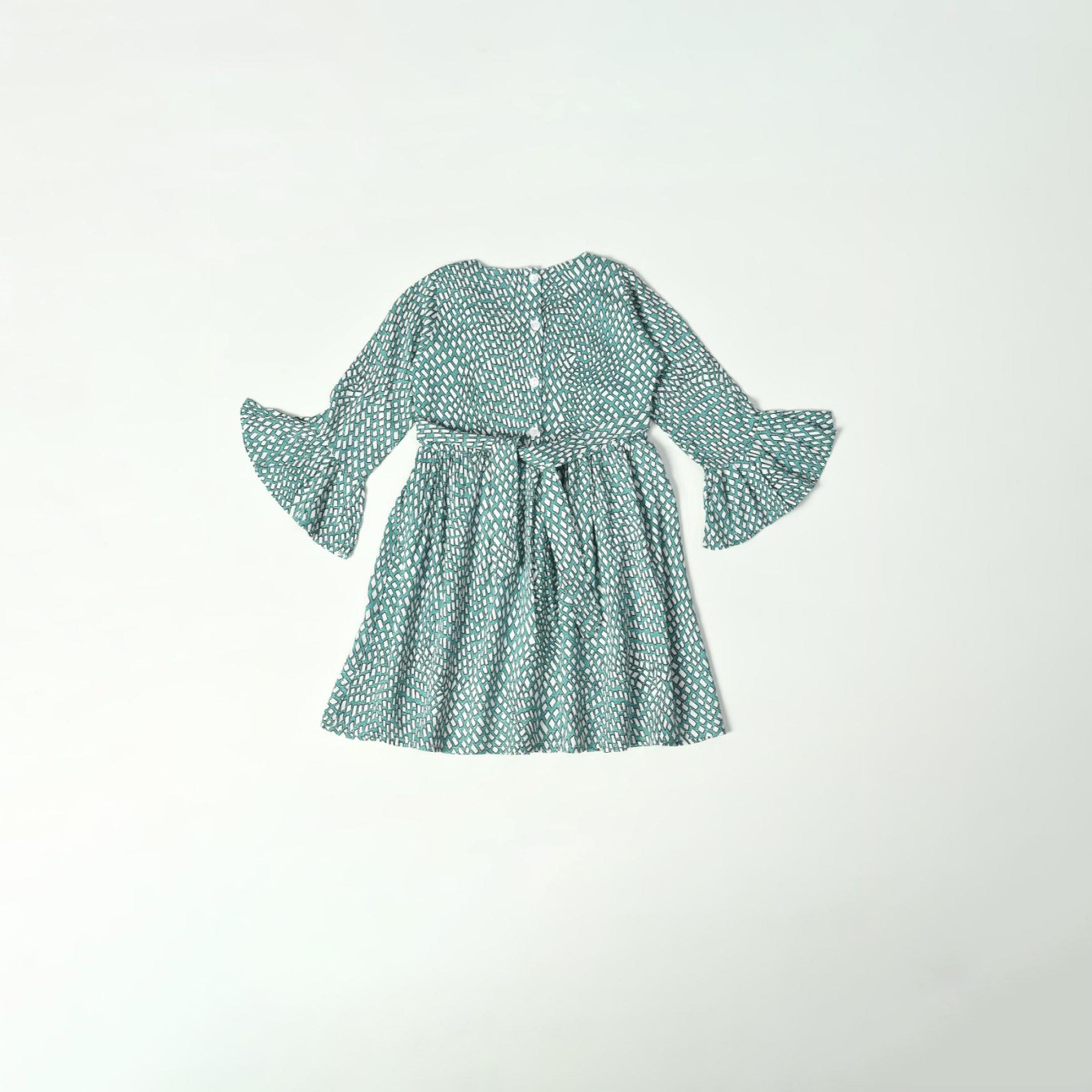 Bella Moda X Styli All-Over Print Button Detail Dress-girls-clothing-dressesandjumpsuits-image-1