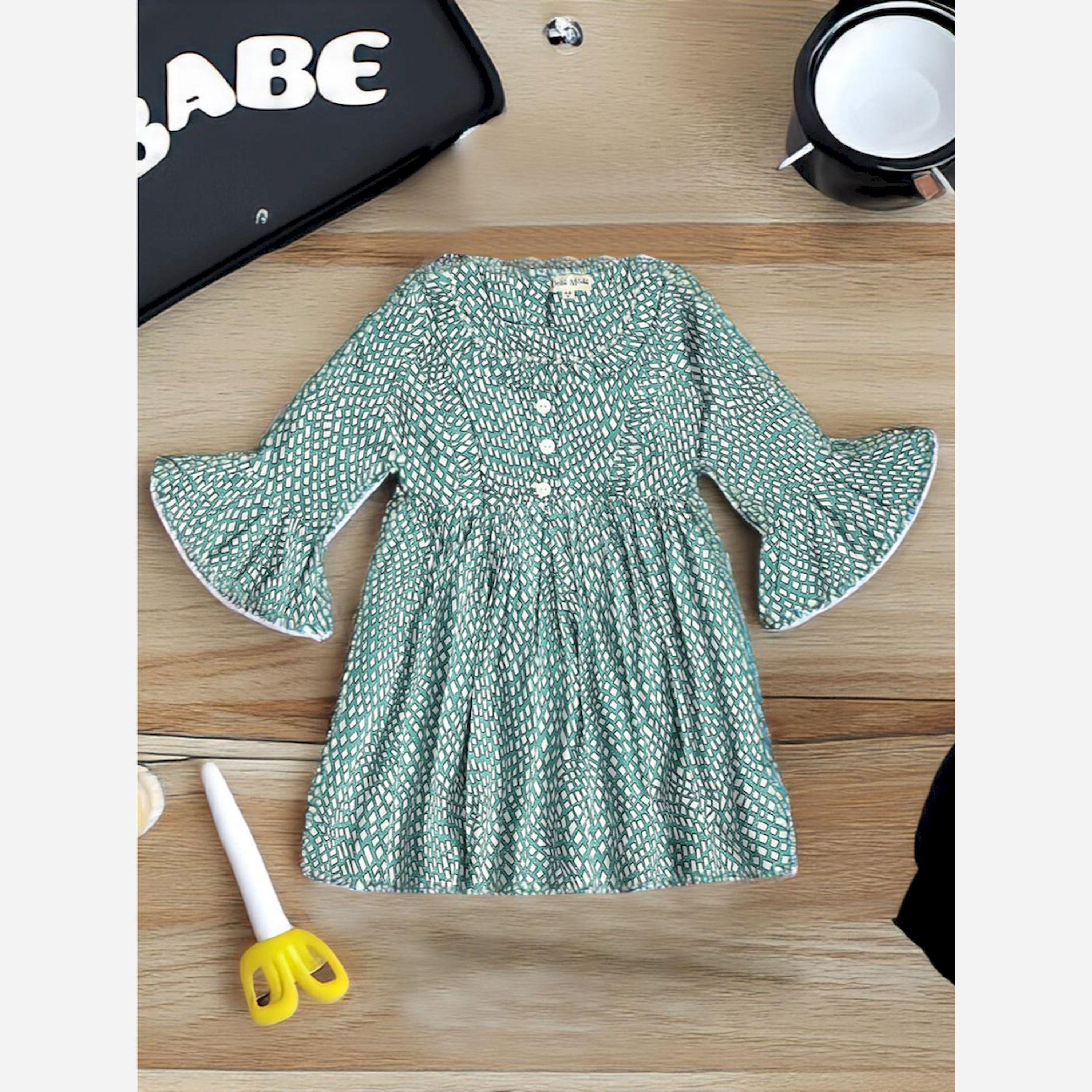 Bella Moda X Styli All-Over Print Button Detail Dress-girls-clothing-dressesandjumpsuits-image-2