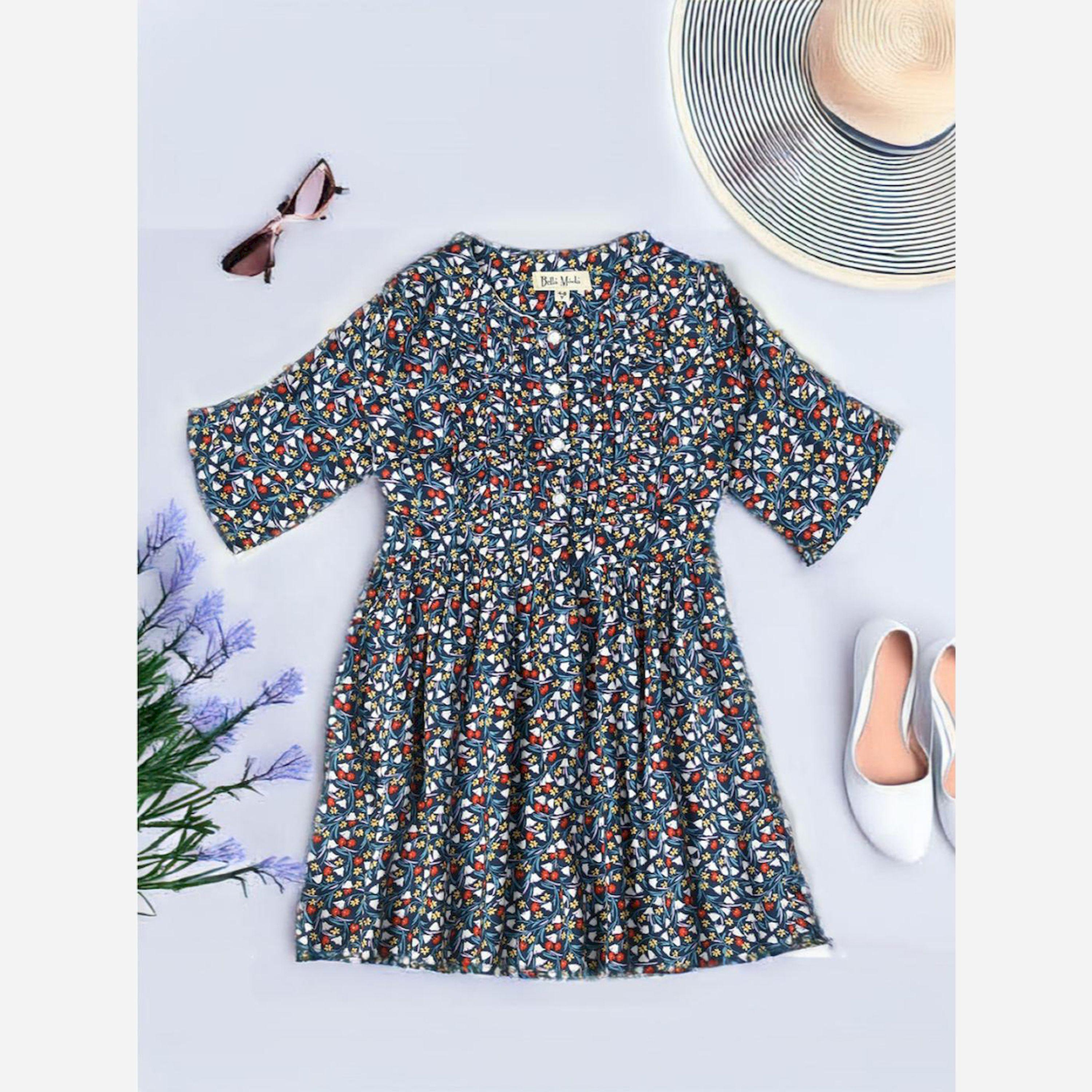 بيلا مودا × ستايلي - فستان بطبعات كاملة وتفاصيل أزرار-girls-clothing-dressesandjumpsuits-image-2