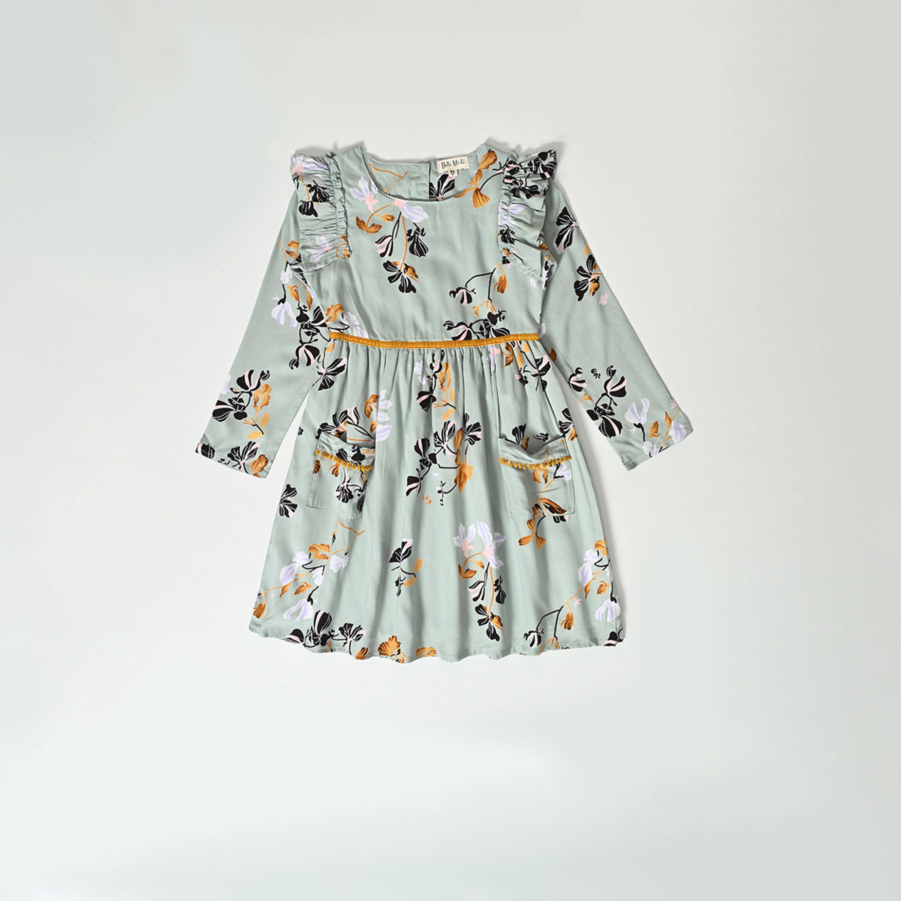 Bella Moda X Styli All-Over Print Ruffle Sleeves Dress-girls-clothing-dressesandjumpsuits-image-4