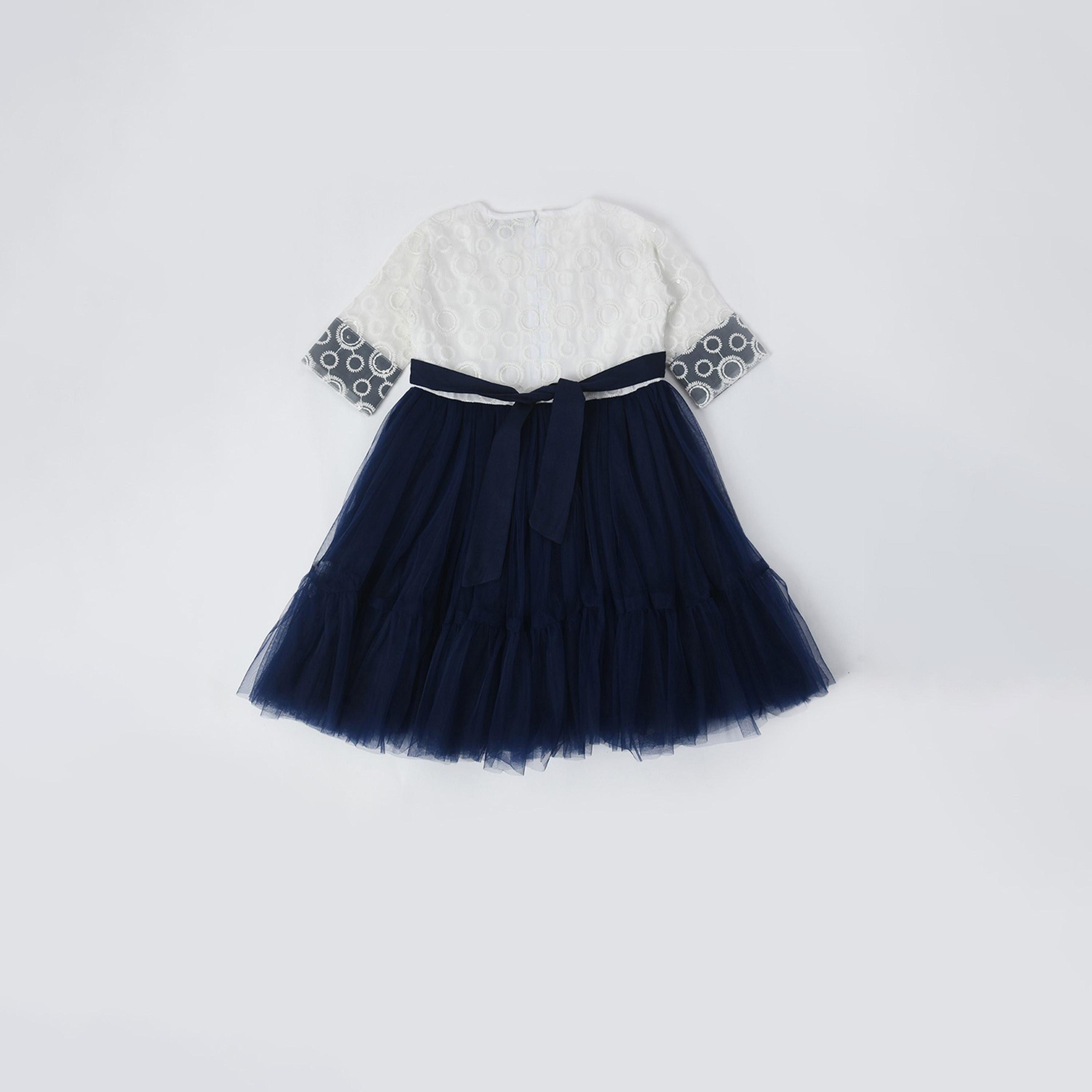 Bella Moda X Styli Floral Applique Mesh Insert Dress-girls-clothing-dressesandjumpsuits-image-1