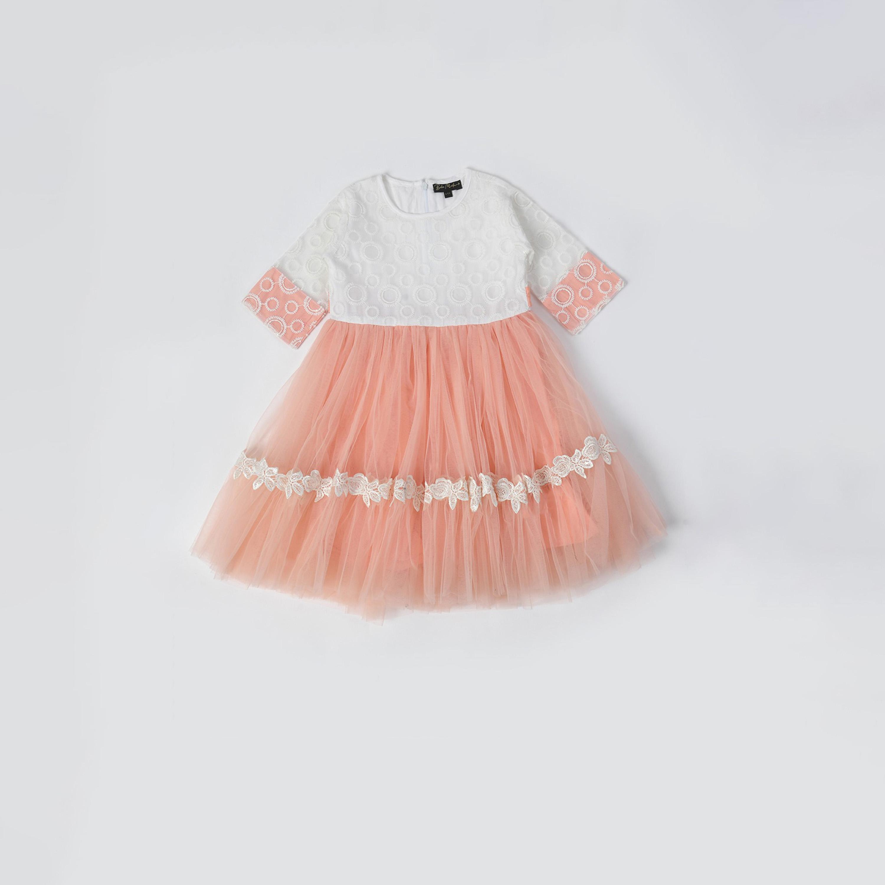 Bella Moda X Styli Floral Applique Mesh Insert Dress-girls-clothing-dressesandjumpsuits-image-2