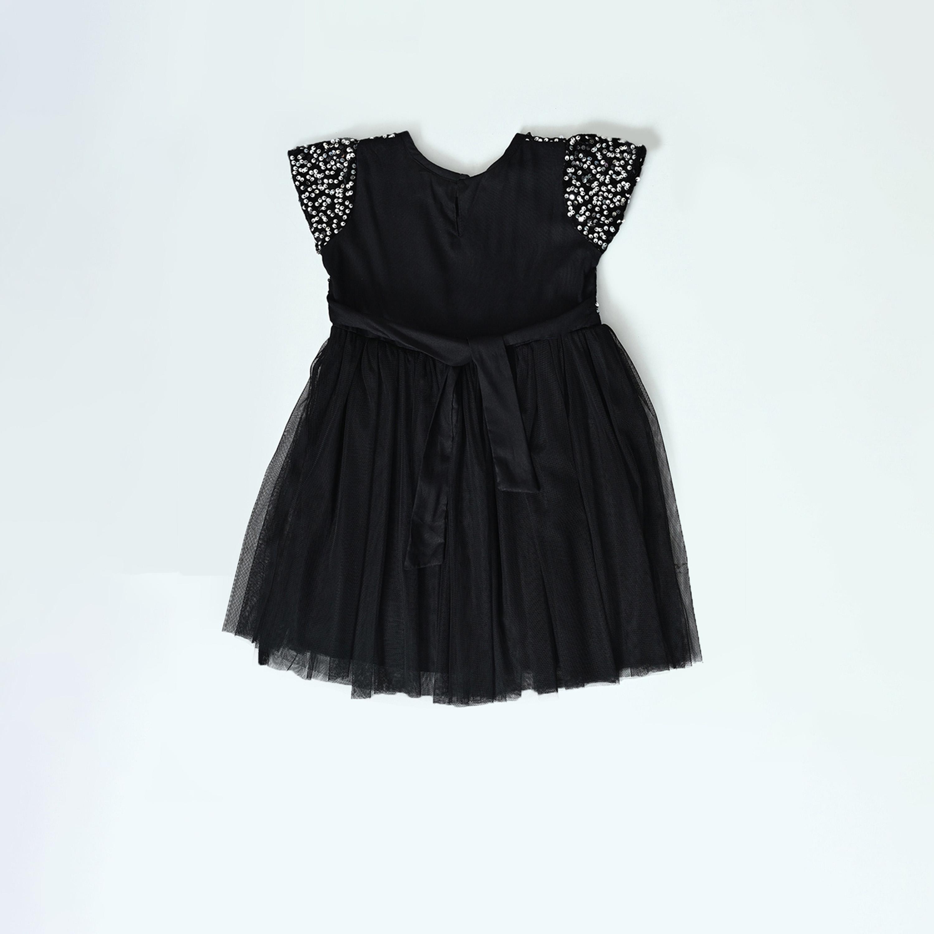 Bella Moda X Styli Sequined Mesh Insert Dress & Bag-girls-clothing-dressesandjumpsuits-image-1
