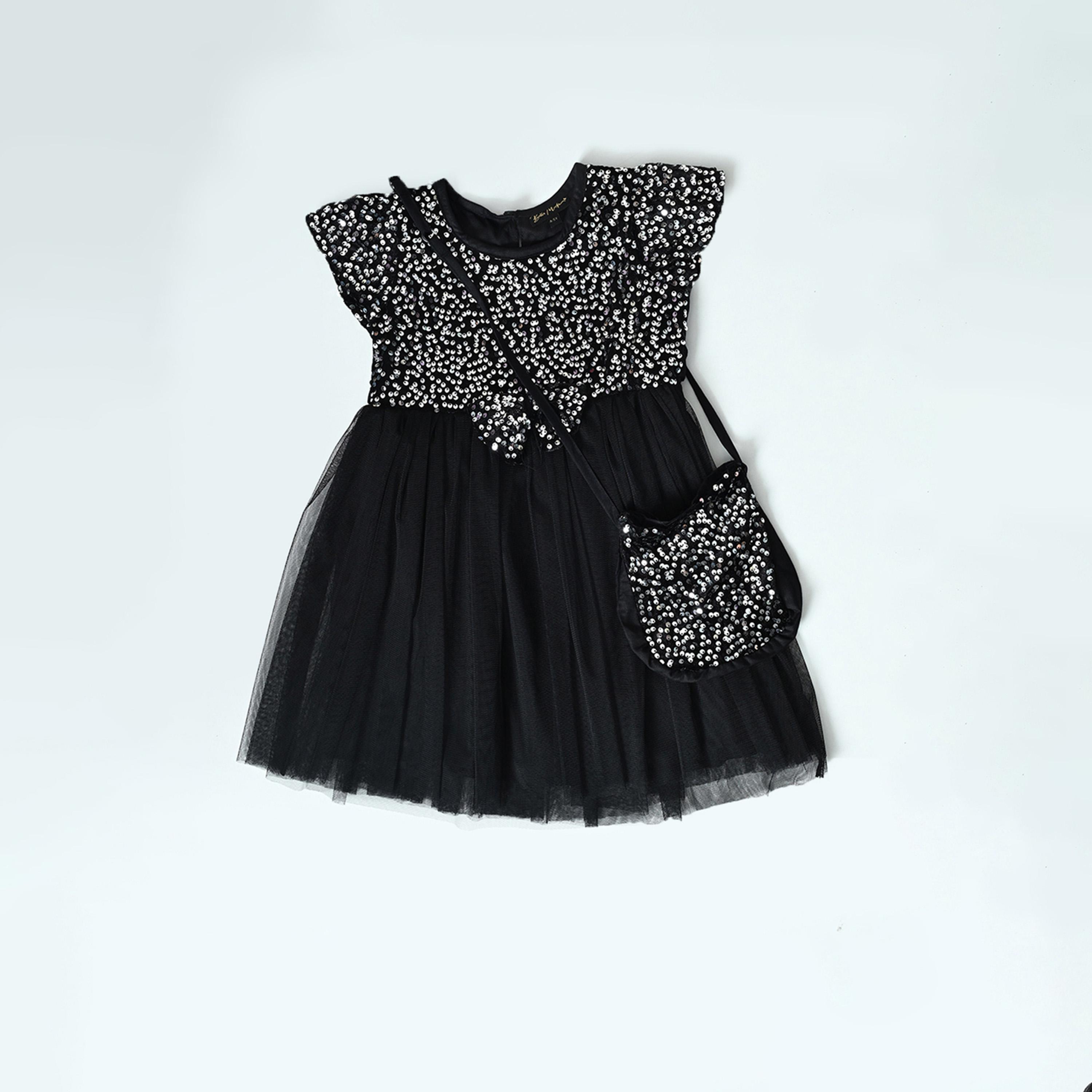 Bella Moda X Styli Sequined Mesh Insert Dress & Bag-girls-clothing-dressesandjumpsuits-image-5