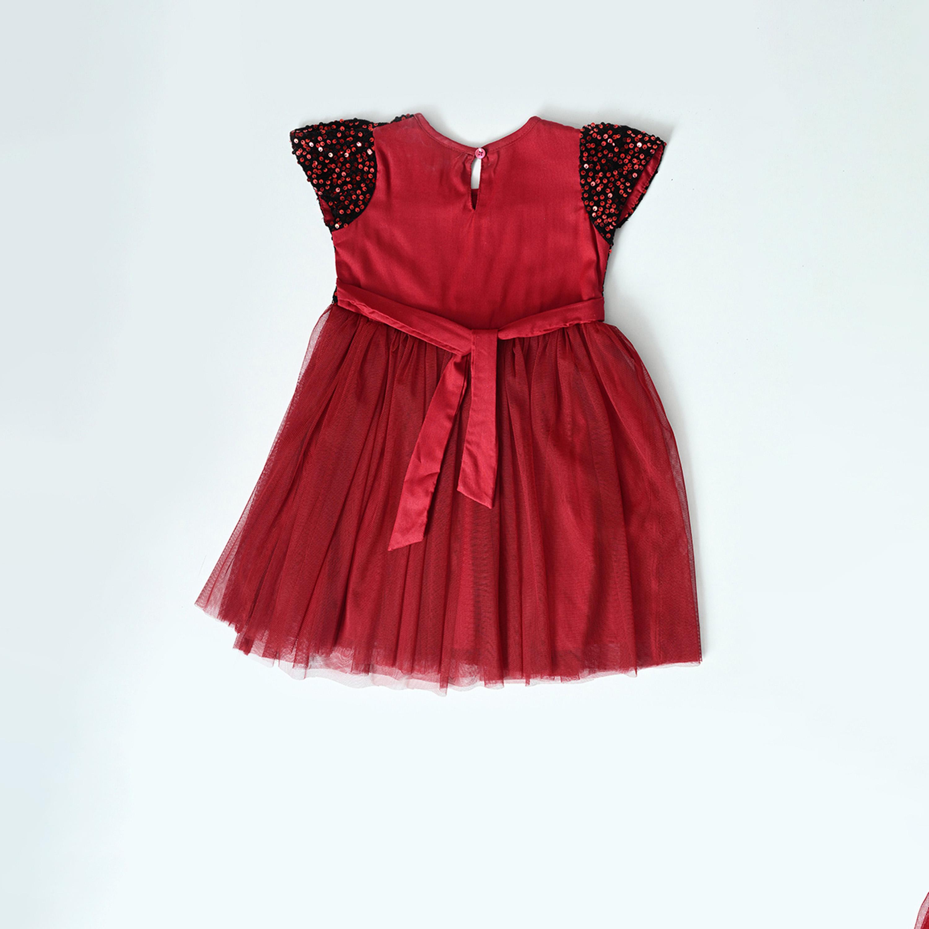 Bella Moda X Styli Sequined Mesh Insert Dress & Bag-girls-clothing-dressesandjumpsuits-image-1