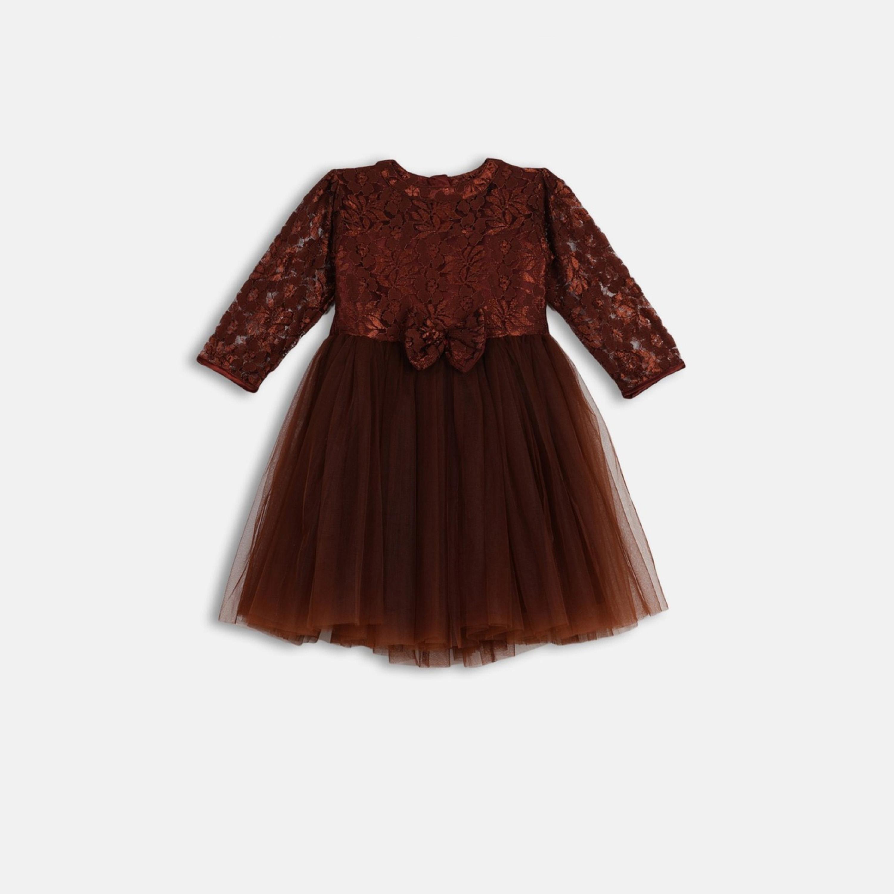 Bella Moda X Styli Lace Insert Bow Detail Party Dress-girls-clothing-dressesandjumpsuits-image-2