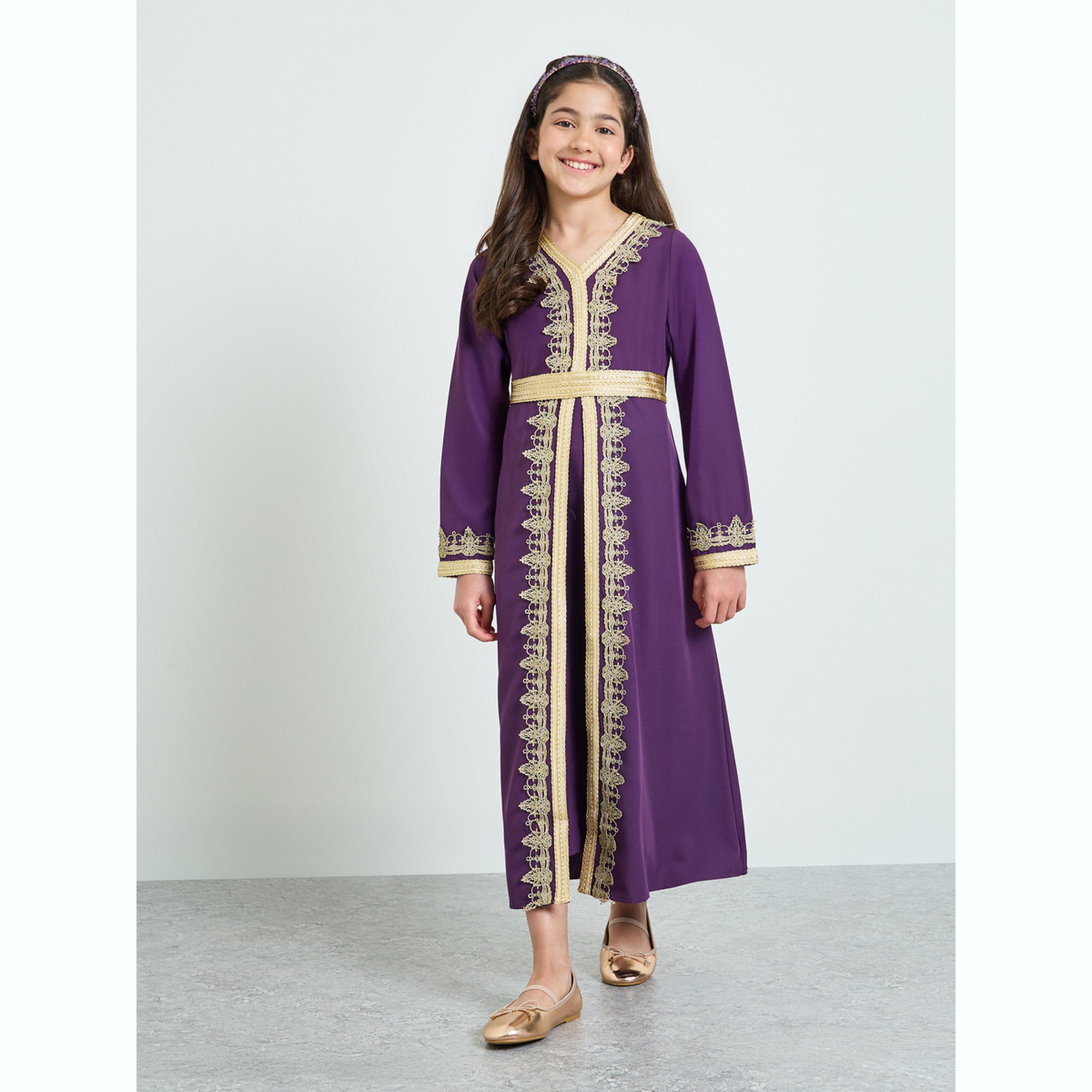 فستان مظهر ذو طبقات ومزين للبنات-girls-clothing-dressesandjumpsuits-image-1