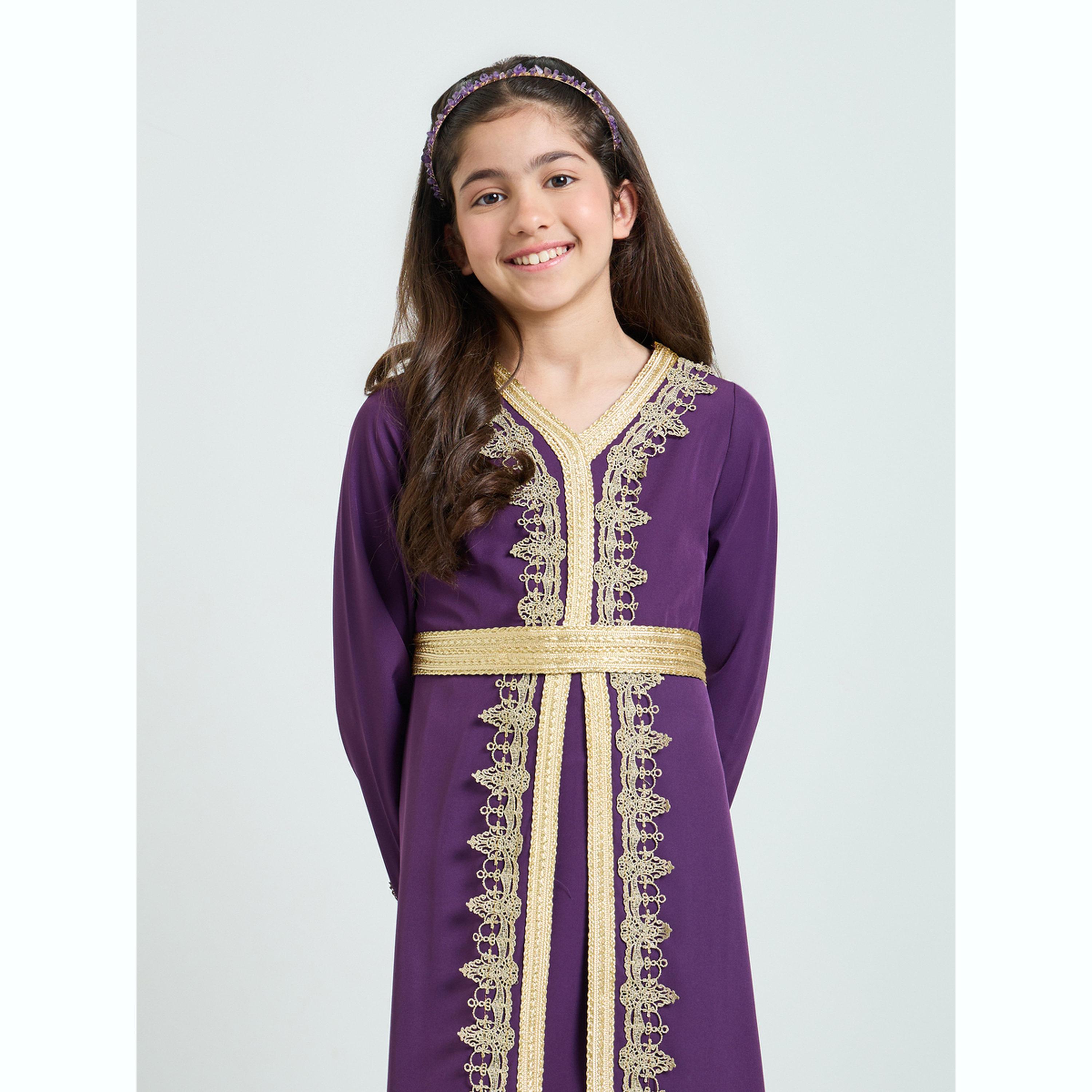فستان مظهر ذو طبقات ومزين للبنات-girls-clothing-dressesandjumpsuits-image-2