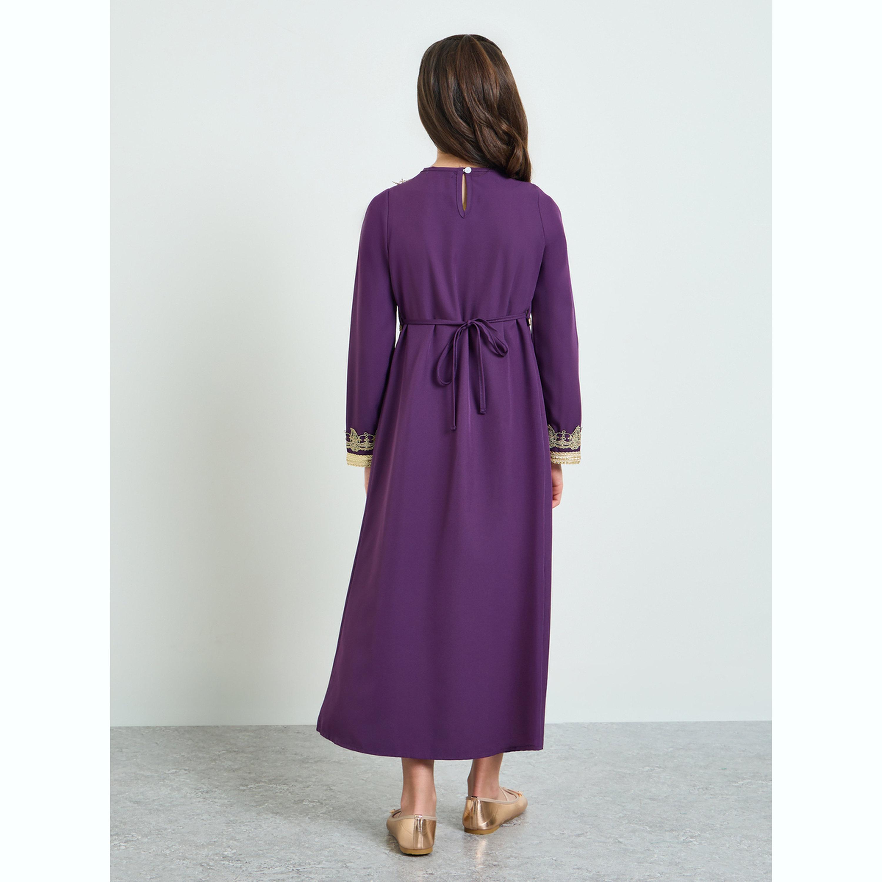فستان مظهر ذو طبقات ومزين للبنات-girls-clothing-dressesandjumpsuits-image-3