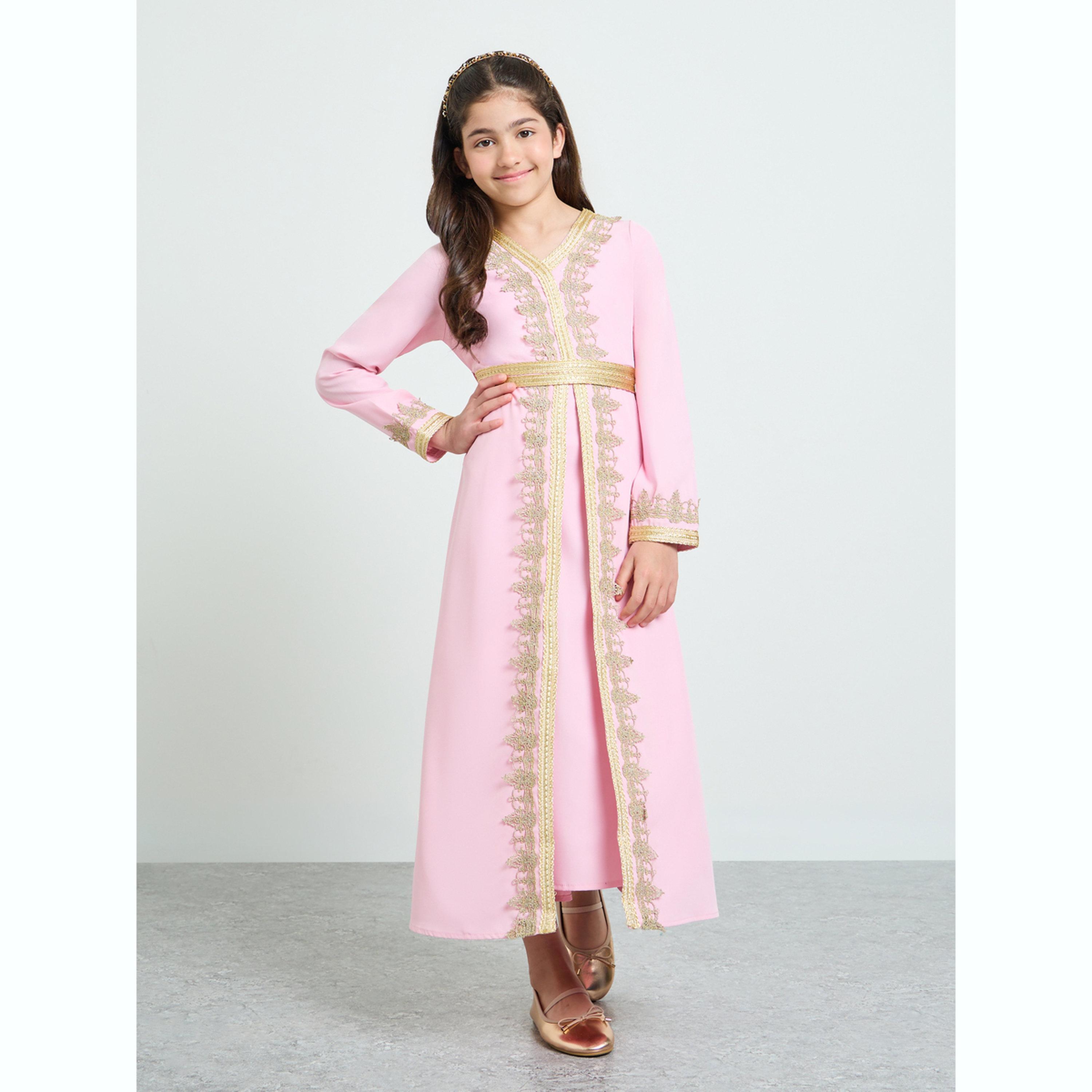 فستان مظهر ذو طبقات ومزين للبنات-girls-clothing-dressesandjumpsuits-image-1