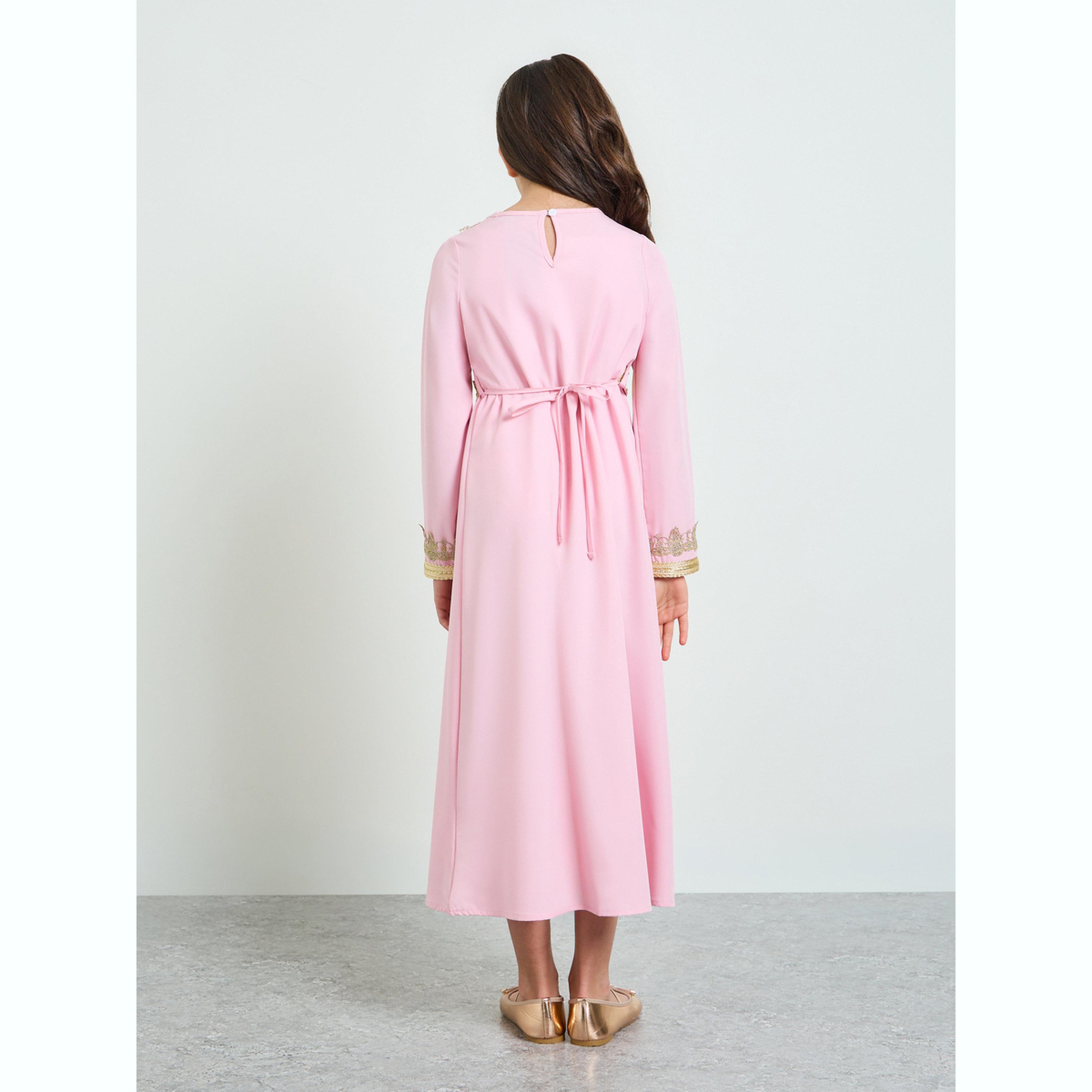 فستان مظهر ذو طبقات ومزين للبنات-girls-clothing-dressesandjumpsuits-image-3