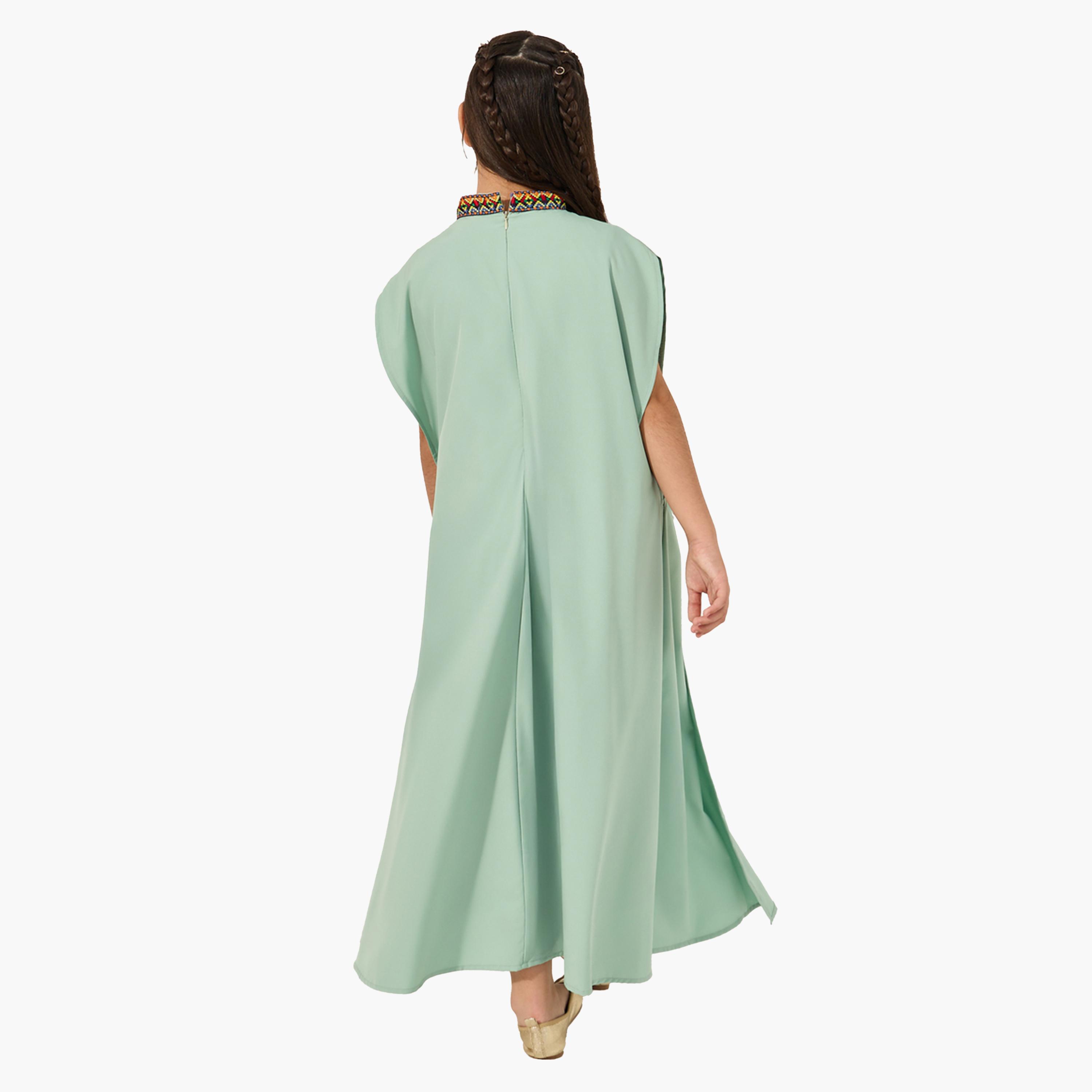 Styli Embroidered Cape Sleeve V-Neck Kaftan-girls-clothing-dressesandjumpsuits-image-5