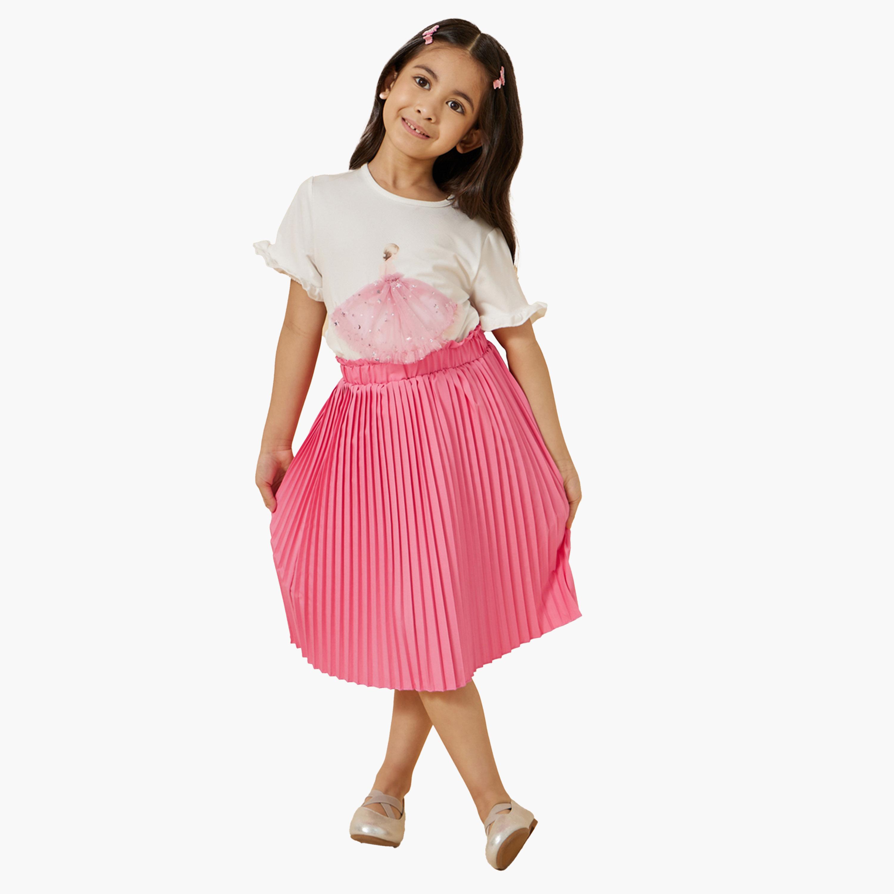 Styli Graphic Print T-Shirt and Skirt Set-girls-clothing-setsandcoords-image-4
