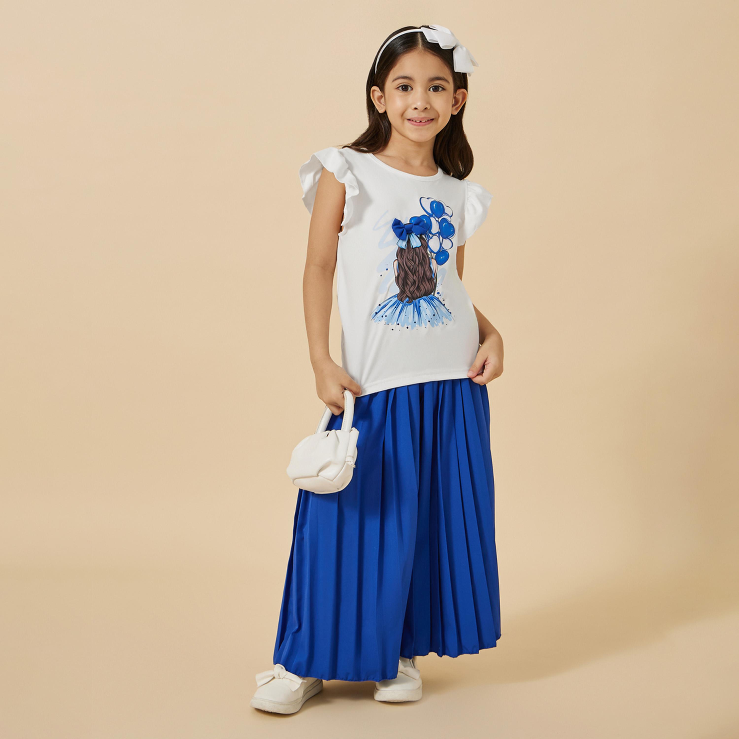 ستايلي - طقم تي شيرت وبنطال قصير للبنات الصغار-girls-clothing-setsandcoords-image-1