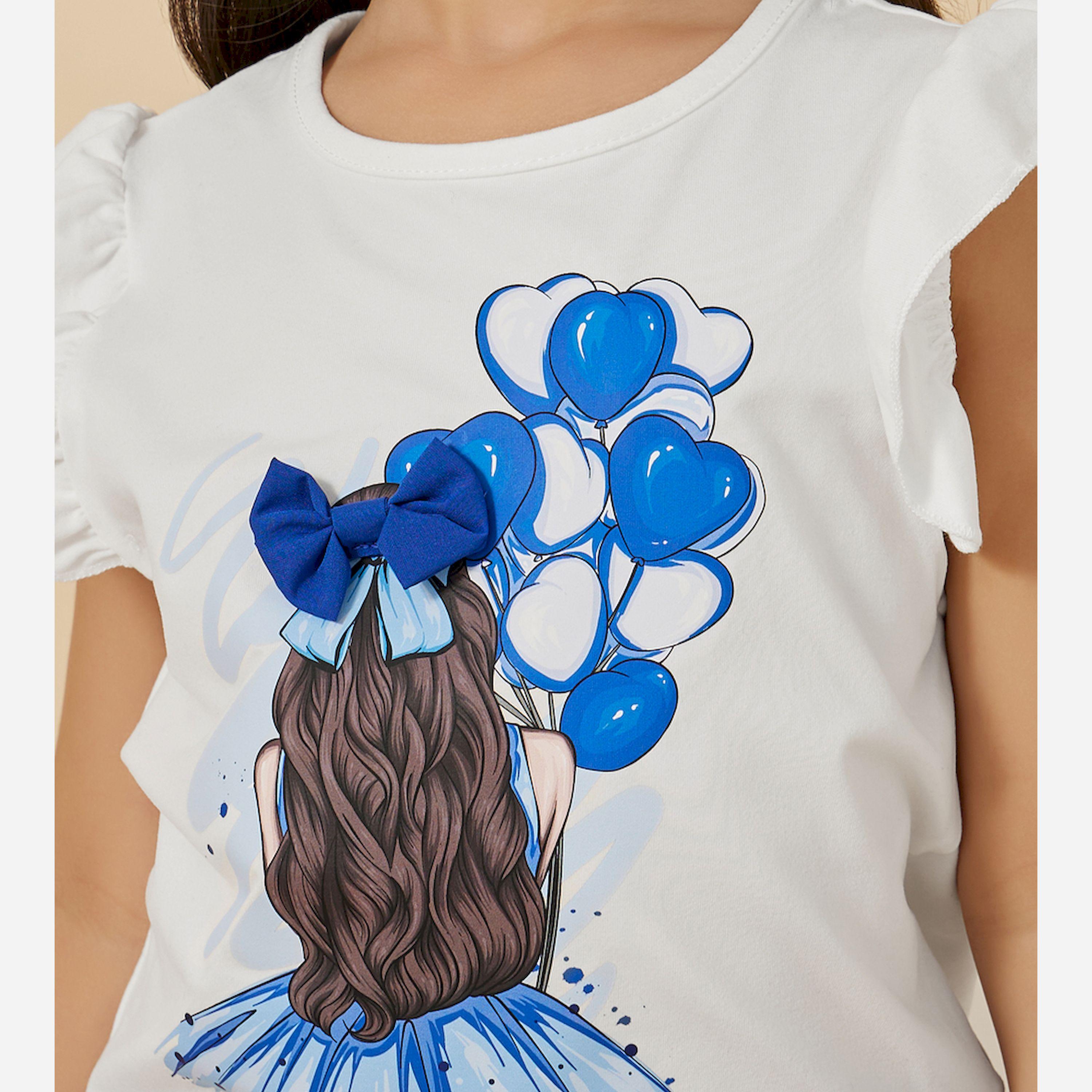 ستايلي - طقم تي شيرت وبنطال قصير للبنات الصغار-girls-clothing-setsandcoords-image-4