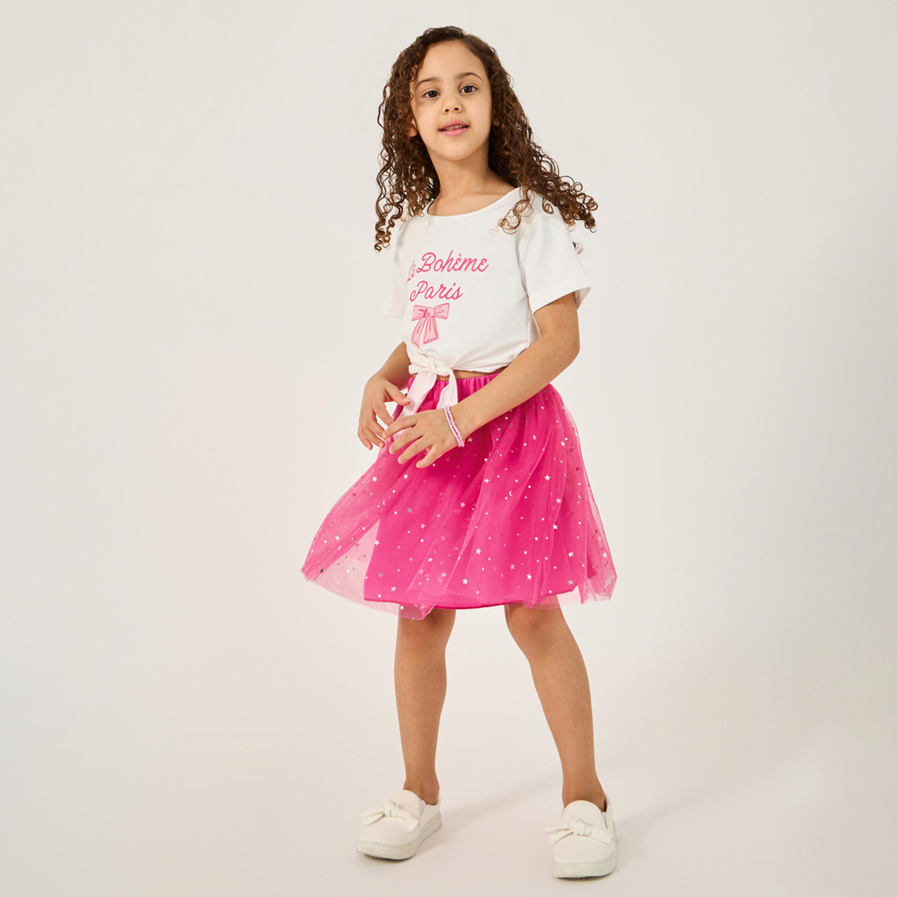 Styli Toddler Girls T-Shirt And Skirt Set-girls-clothing-setsandcoords-image-1