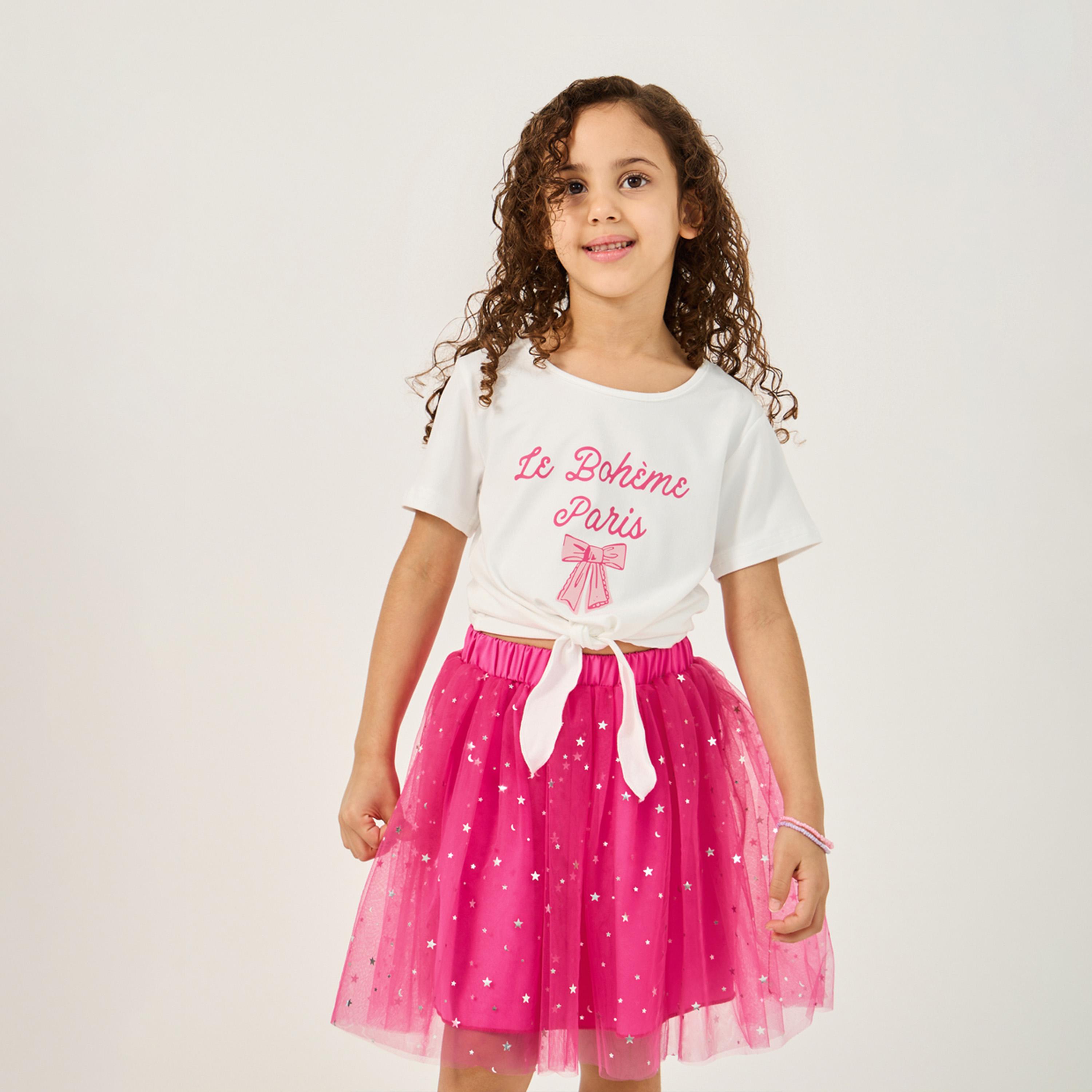 Styli Toddler Girls T-Shirt And Skirt Set-girls-clothing-setsandcoords-image-2