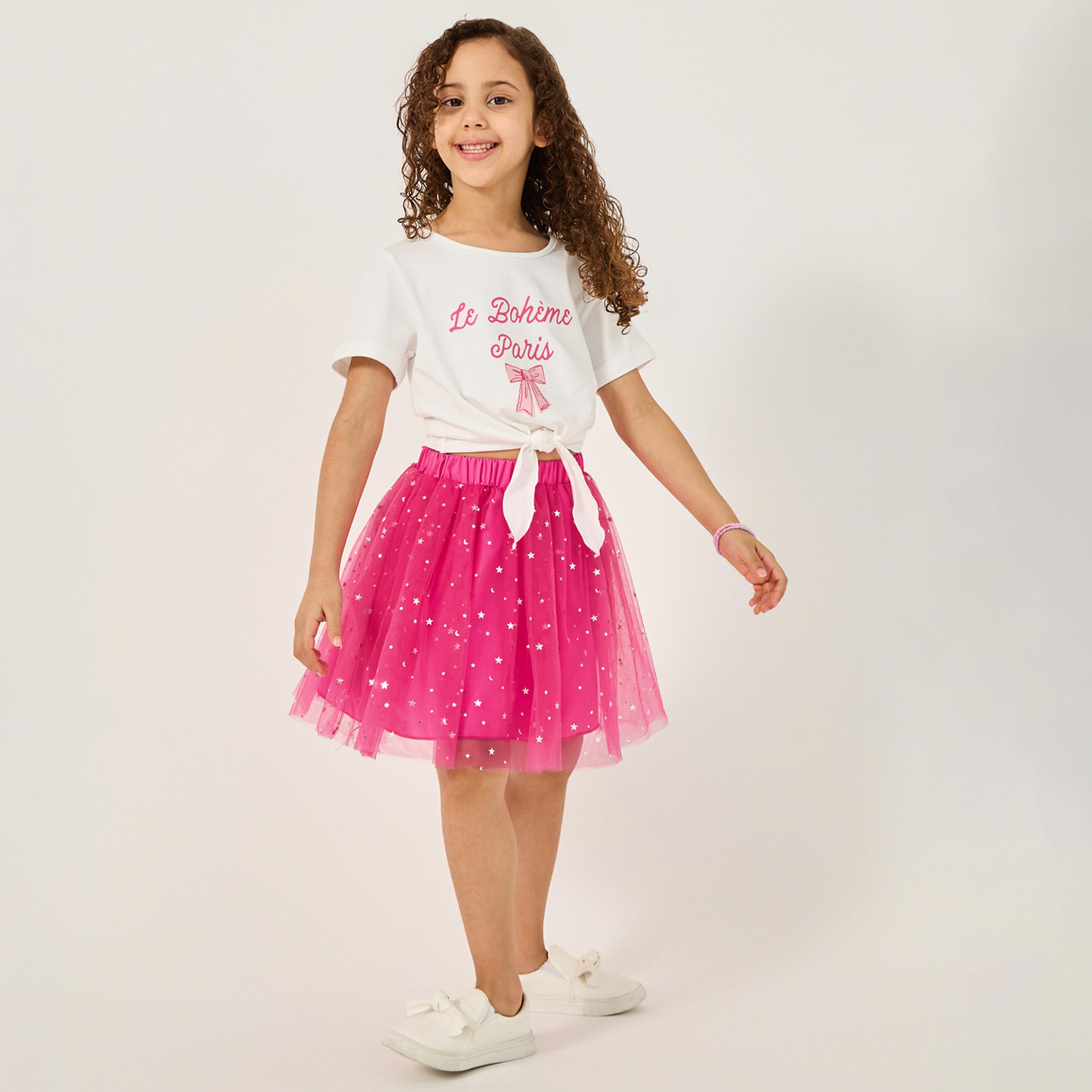 Styli Toddler Girls T-Shirt And Skirt Set-girls-clothing-setsandcoords-image-3
