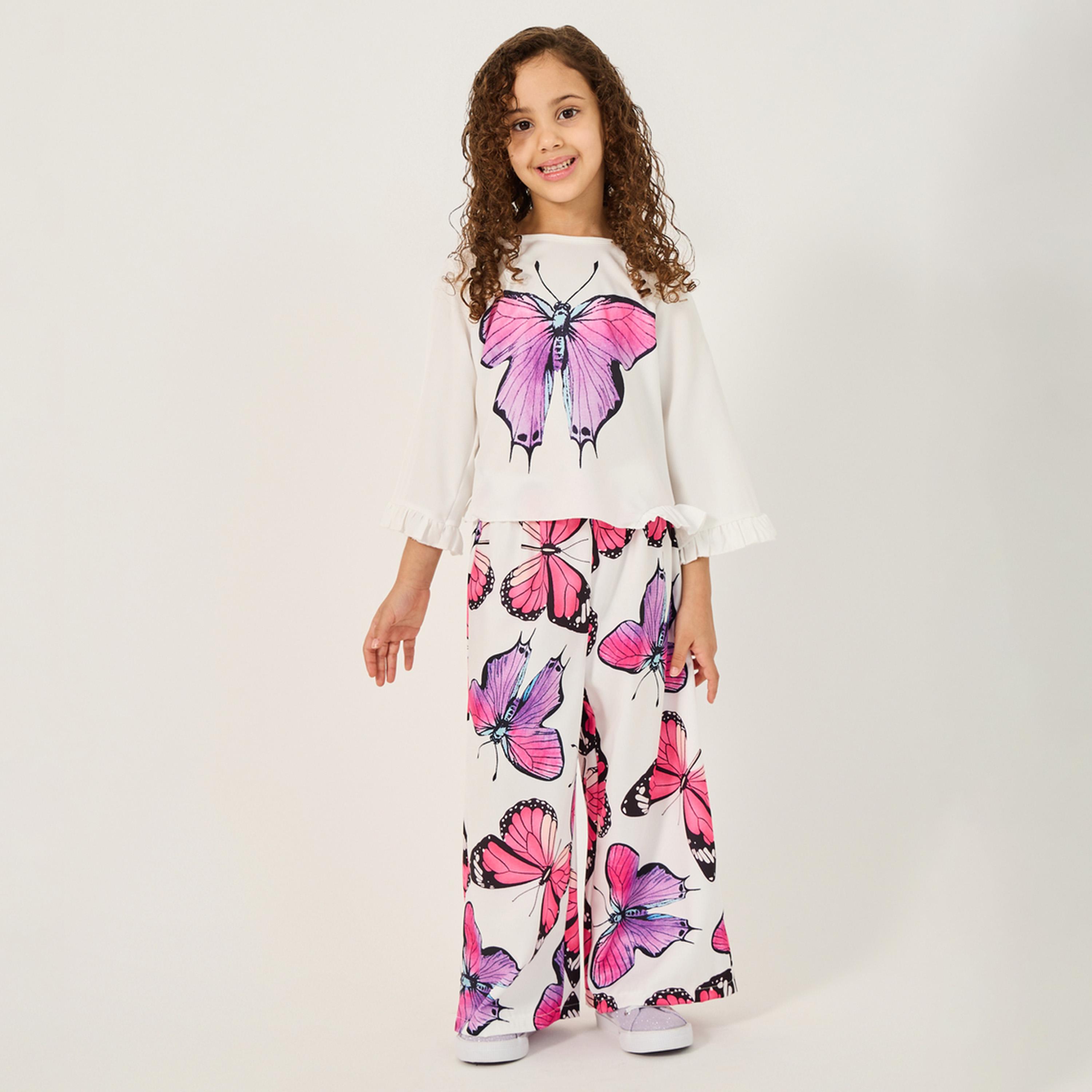 ستايلي - طقم بلوزة وبنطال قصير للبنات الصغار-girls-clothing-setsandcoords-image-3
